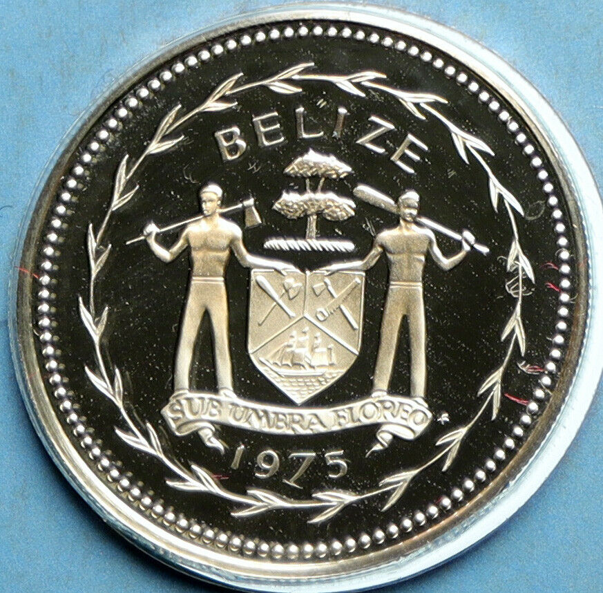 1975 BELIZE Avifauna FRIGATE BIRD Genuine OLD Proof Silver 25 Cents Coin i104119