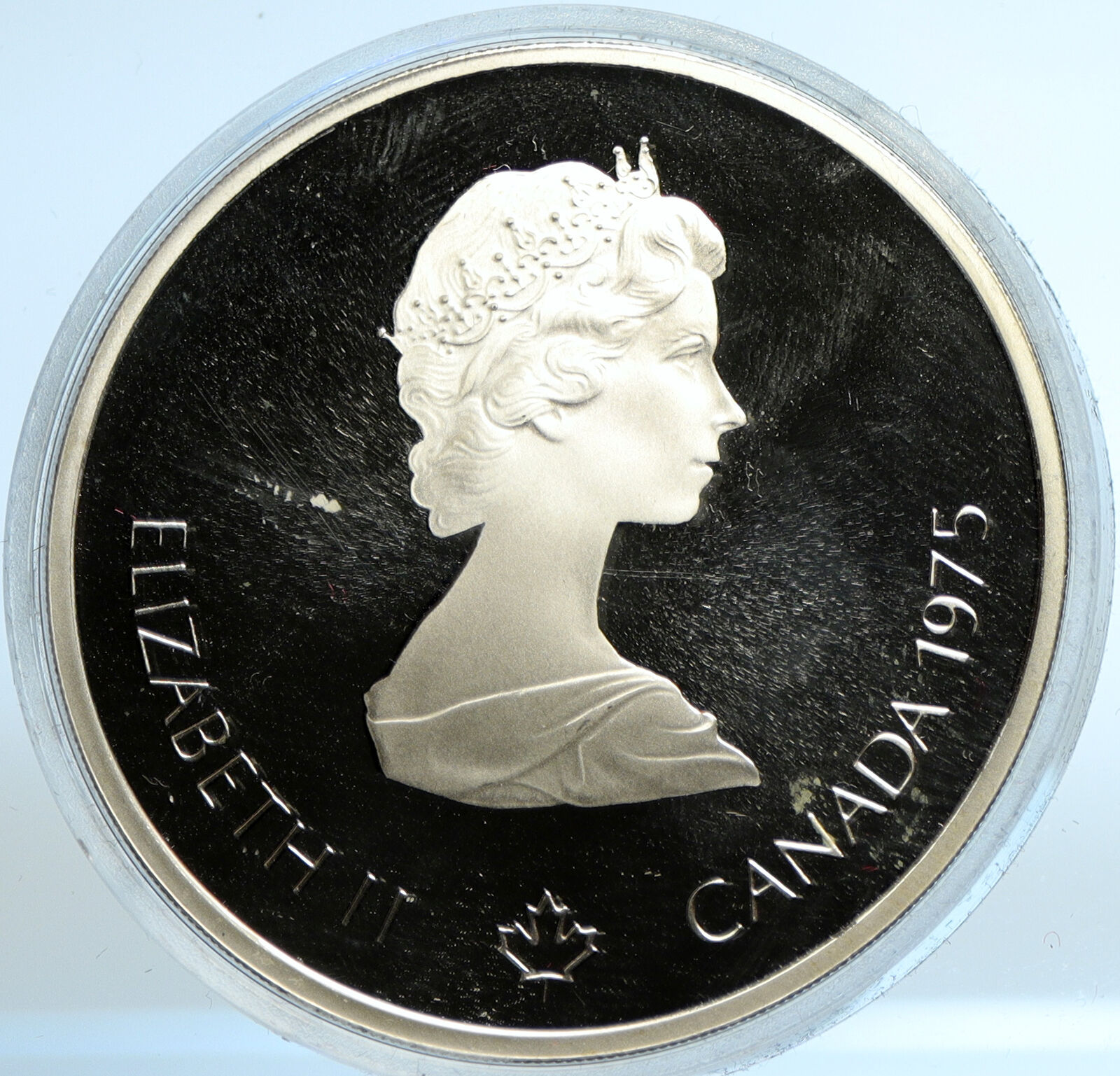 1975 CANADA Elizabeth II Olympics Montreal Rings PROOF Silver $10 Coin i103515