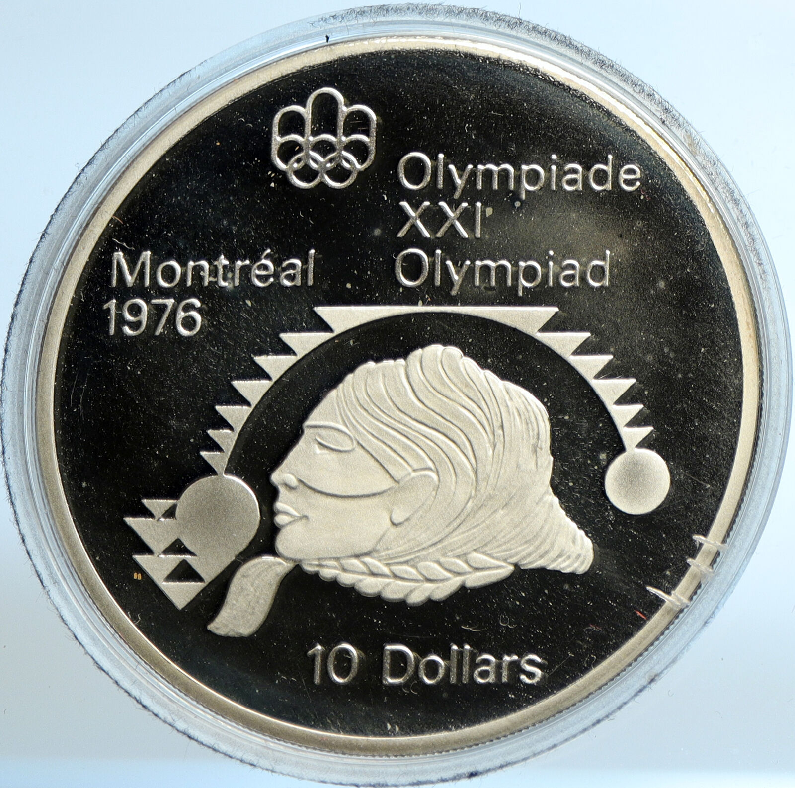 1975 CANADA Elizabeth II Olympic Montreal SHOT PUT Proof Silver $10 Coin i103508