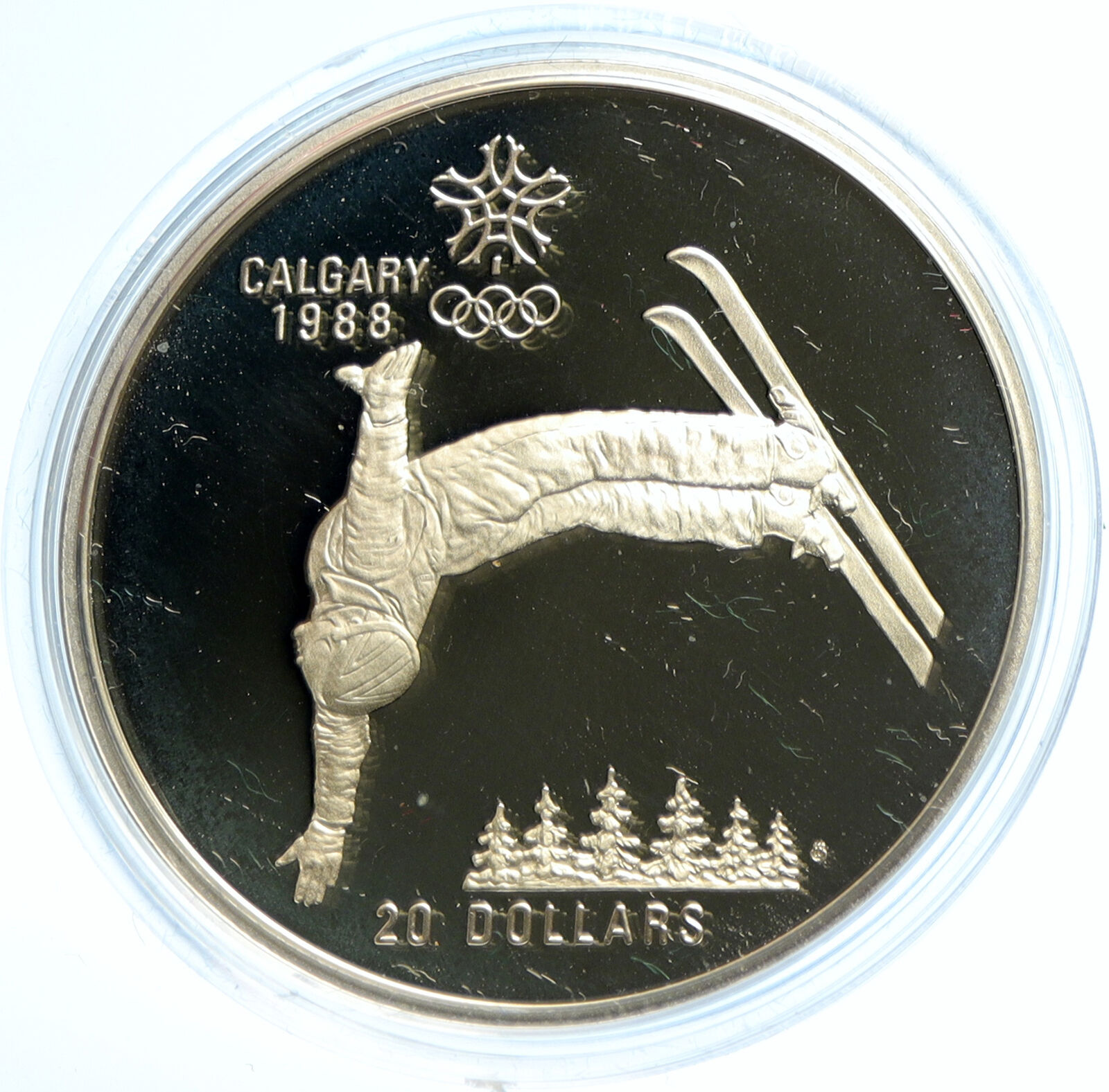 1986 CANADA 1988 CALGARY OLYMPICS Free-X Skiing Proof Silver $20 Coin i103562