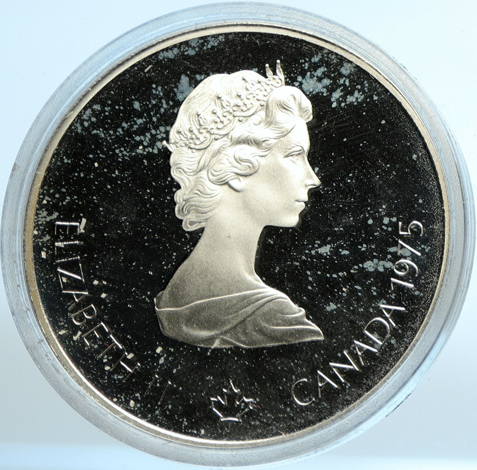 1975 CANADA Elizabeth II Olympics Javelin Athlete PROOF Silver $5 Coin i103510