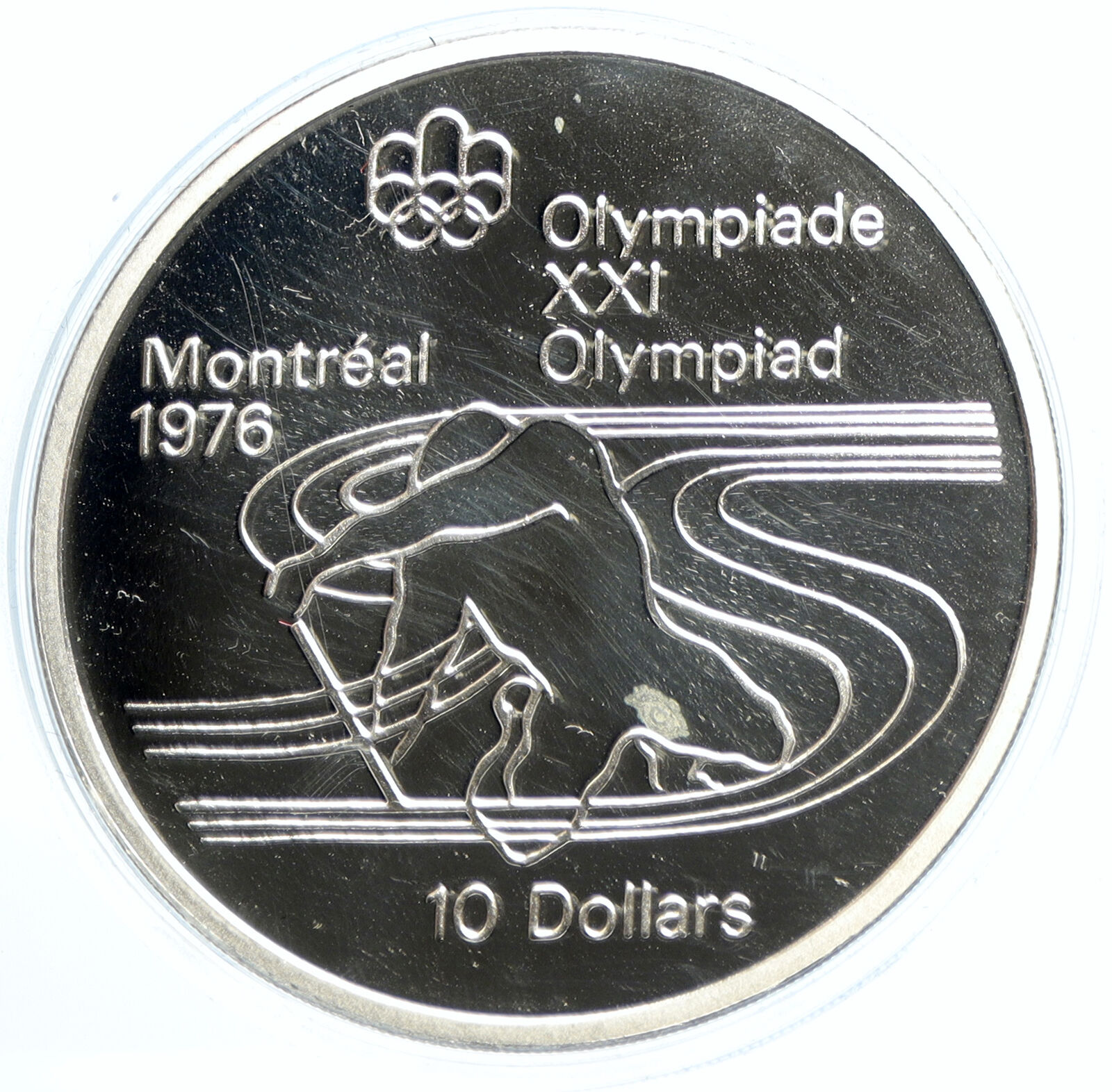 1975 CANADA Elizabeth II Olympics Montreal Rings PROOF Silver $10 Coin i103511