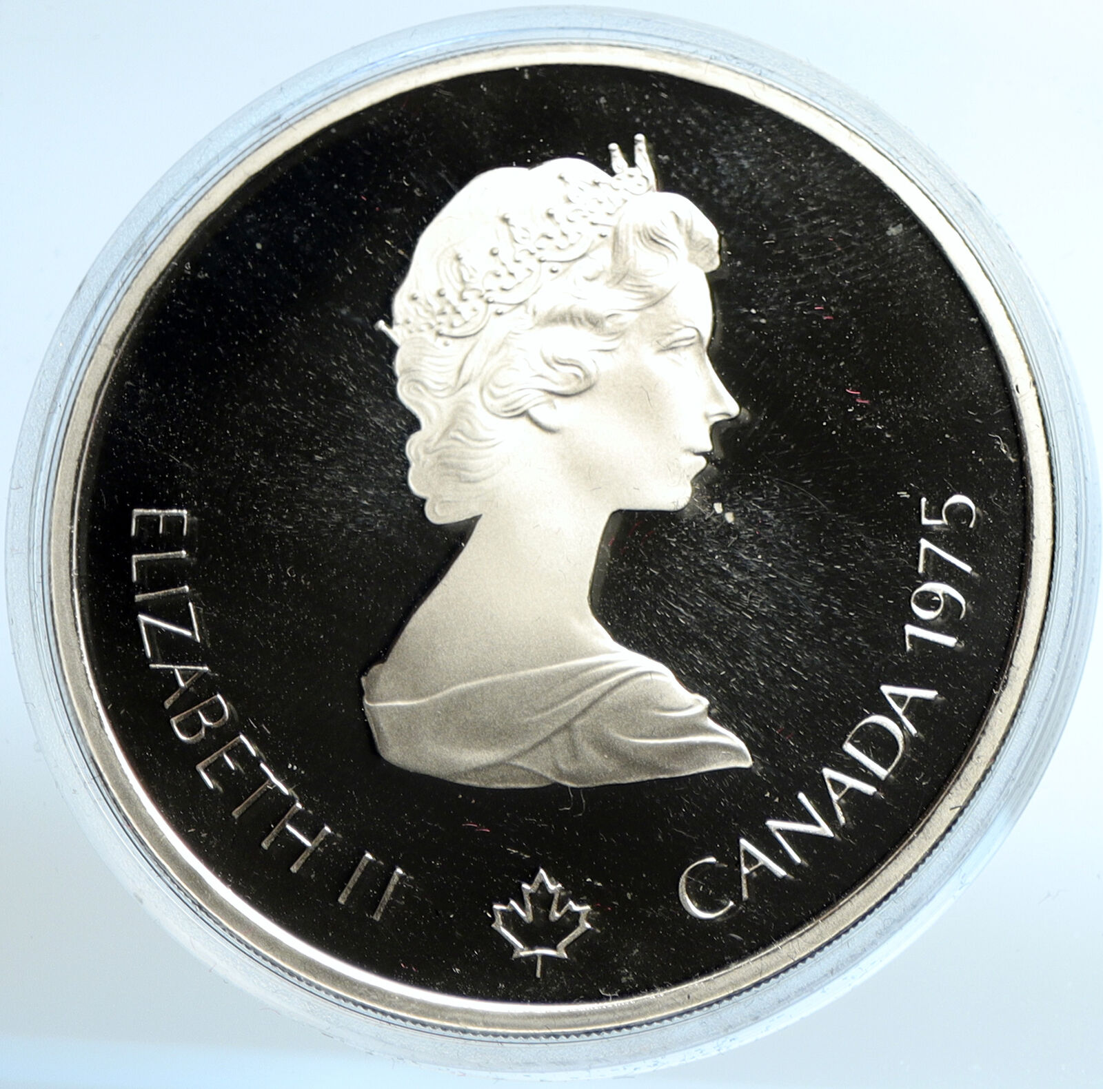 1975 CANADA Elizabeth II Olympics Montreal Rings PROOF Silver $10 Coin i103511