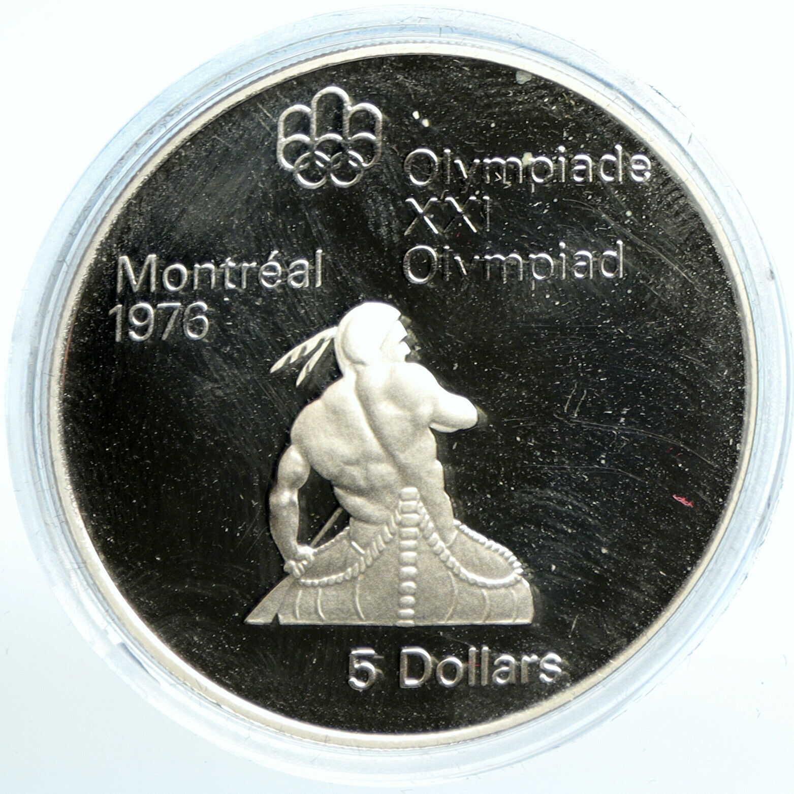 1974 CANADA UK Elizabeth II Olympics Montreal Native PF Silver $5 Coin i103521