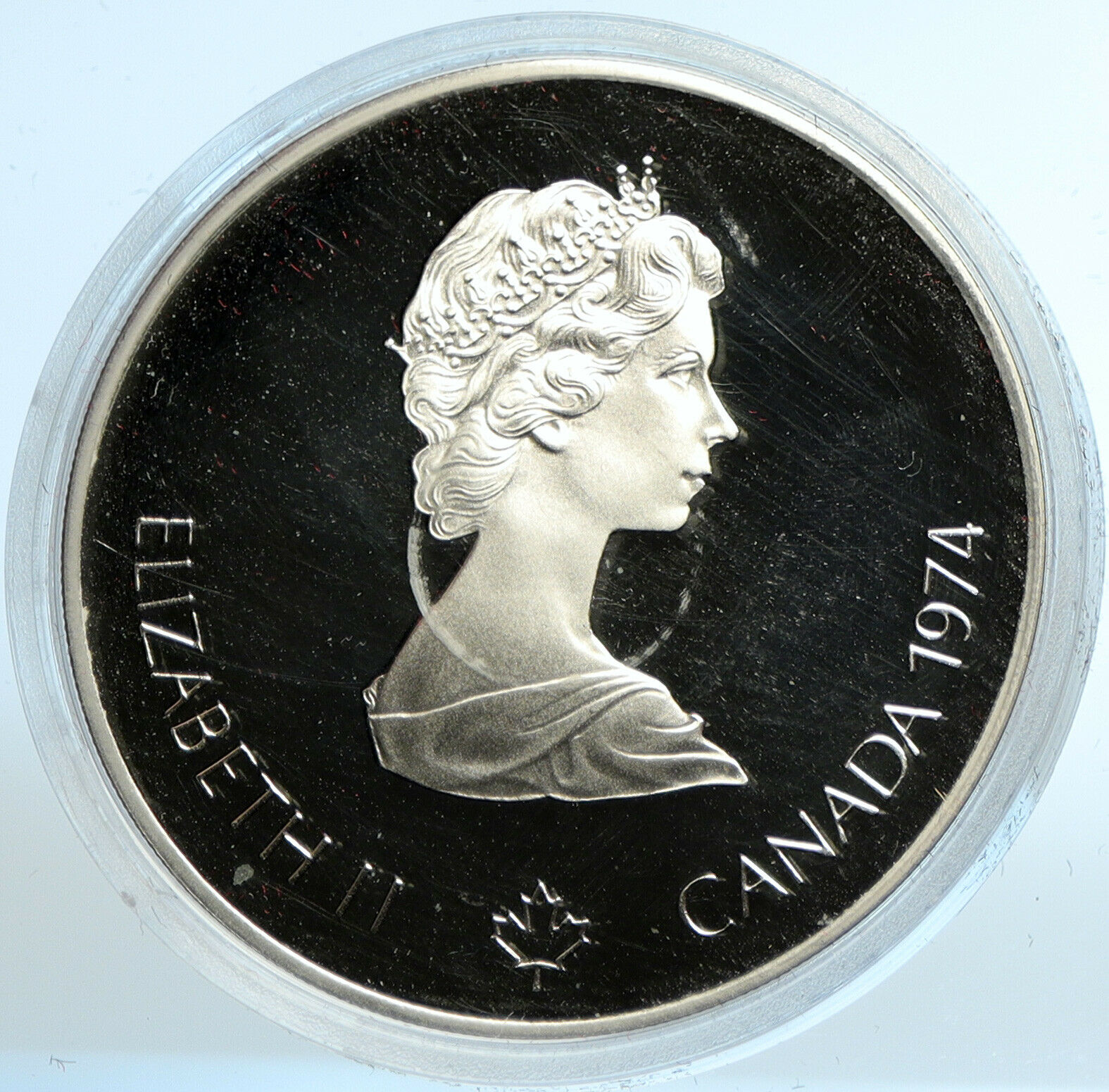 1974 CANADA UK Elizabeth II Olympics Montreal Native PF Silver $5 Coin i103521