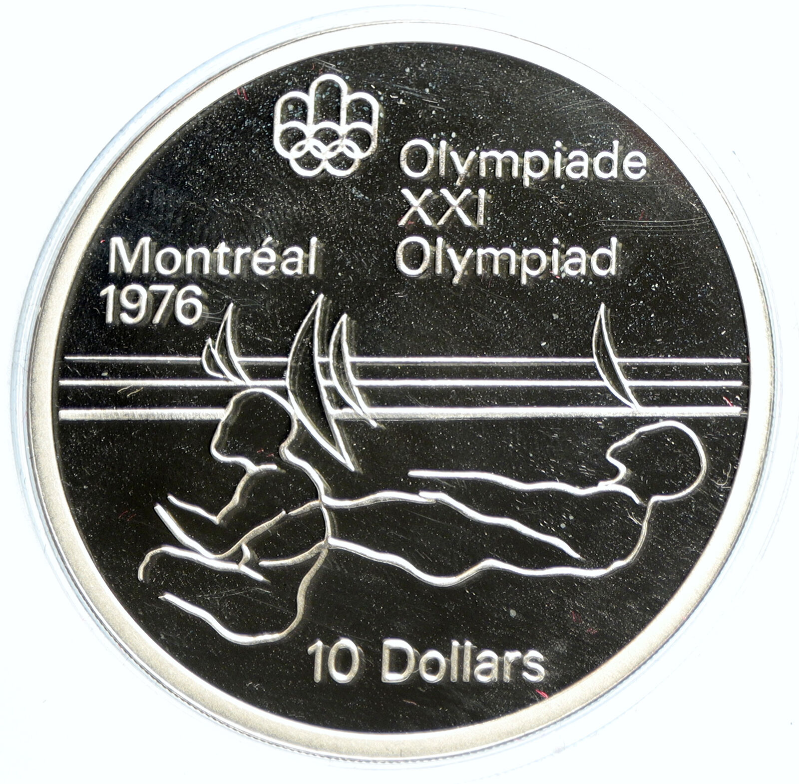 1975 CANADA UK Queen Elizabeth II Olympics Sailing Silver PROOF $10 Coin i103512