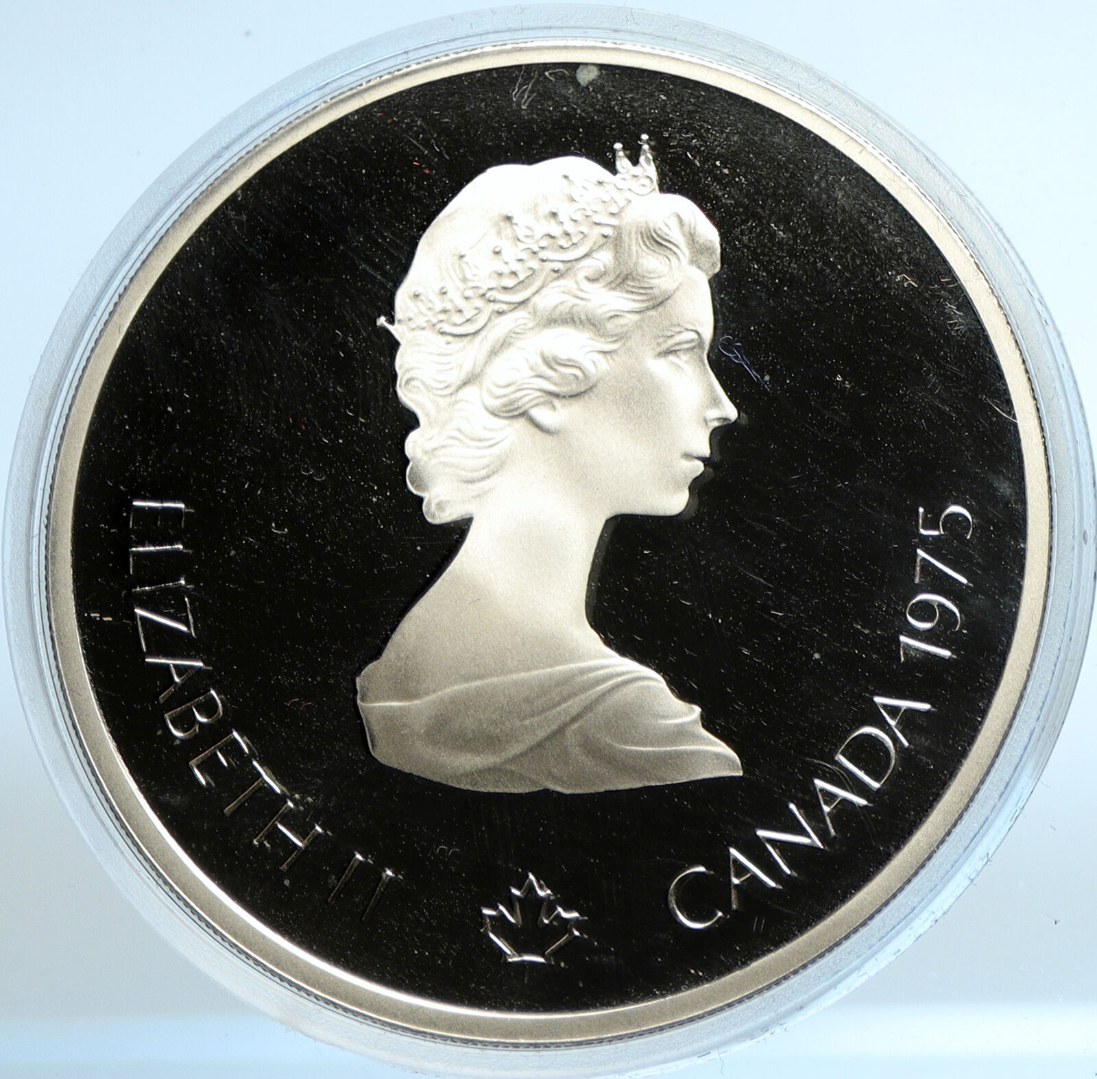 1975 CANADA UK Queen Elizabeth II Olympics Sailing Silver PROOF $10 Coin i103512