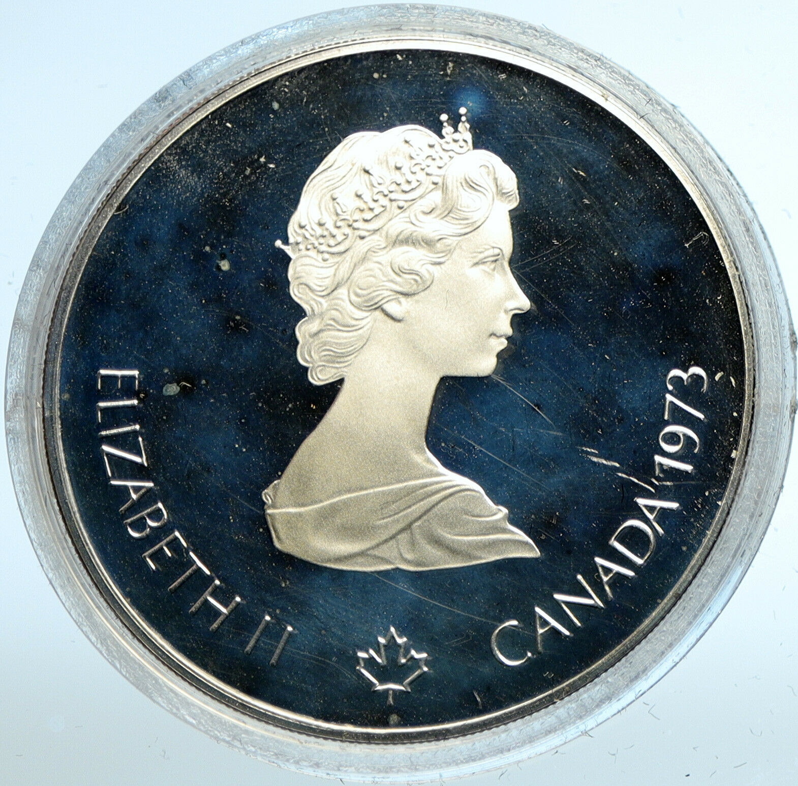 1973 CANADA Elizabeth II Olympic Montreal World Map Proof Silver $5 Coin i103534