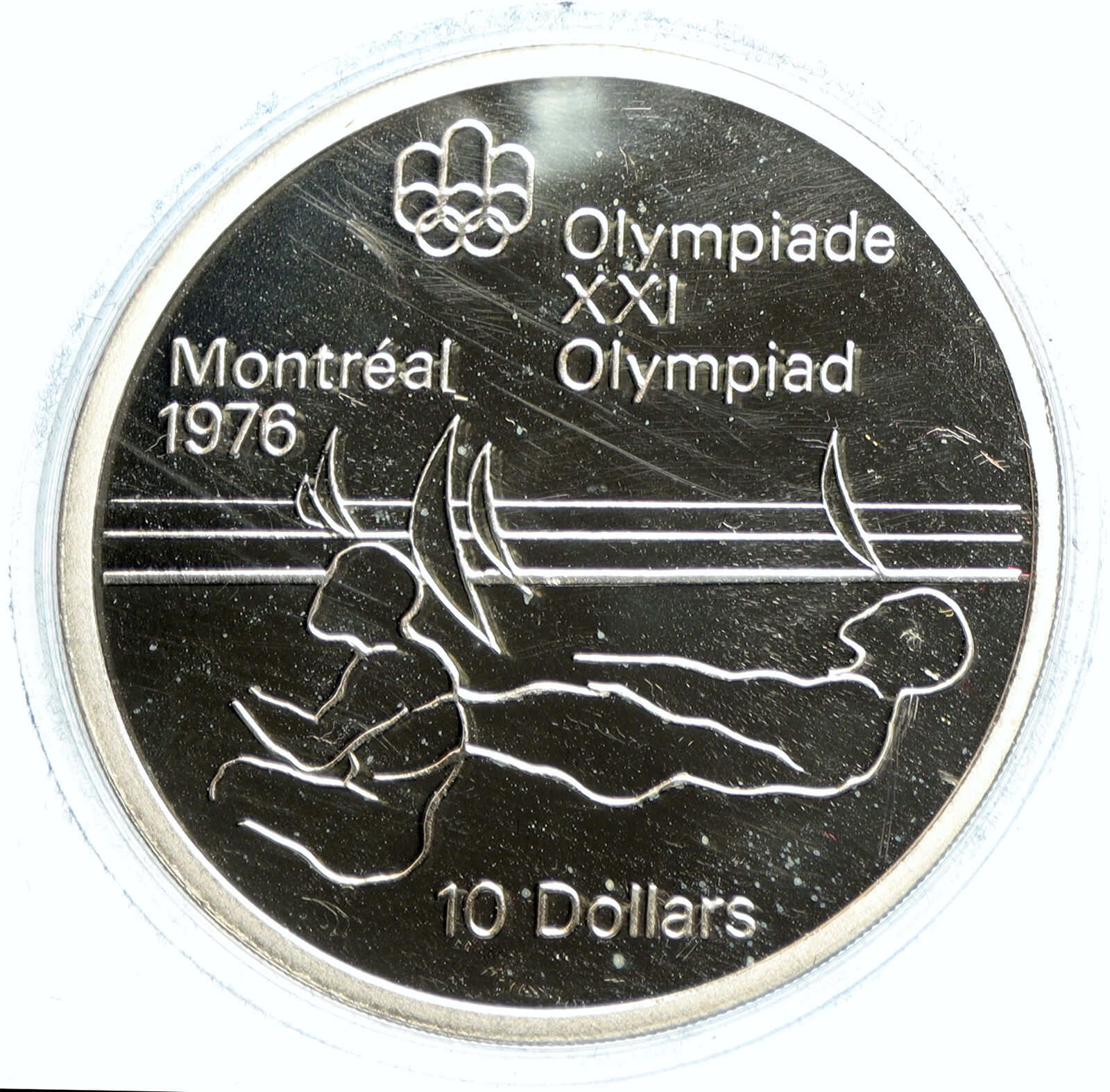 1975 CANADA UK Queen Elizabeth II Olympics Sailing Silver PROOF $10 Coin i103516