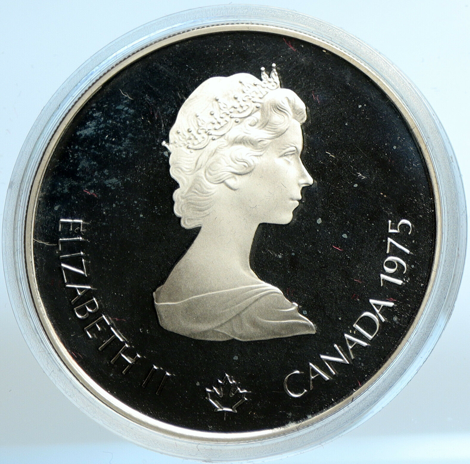 1975 CANADA Elizabeth II Olympics Montreal Swimming PROOF Silver $5 Coin i103513