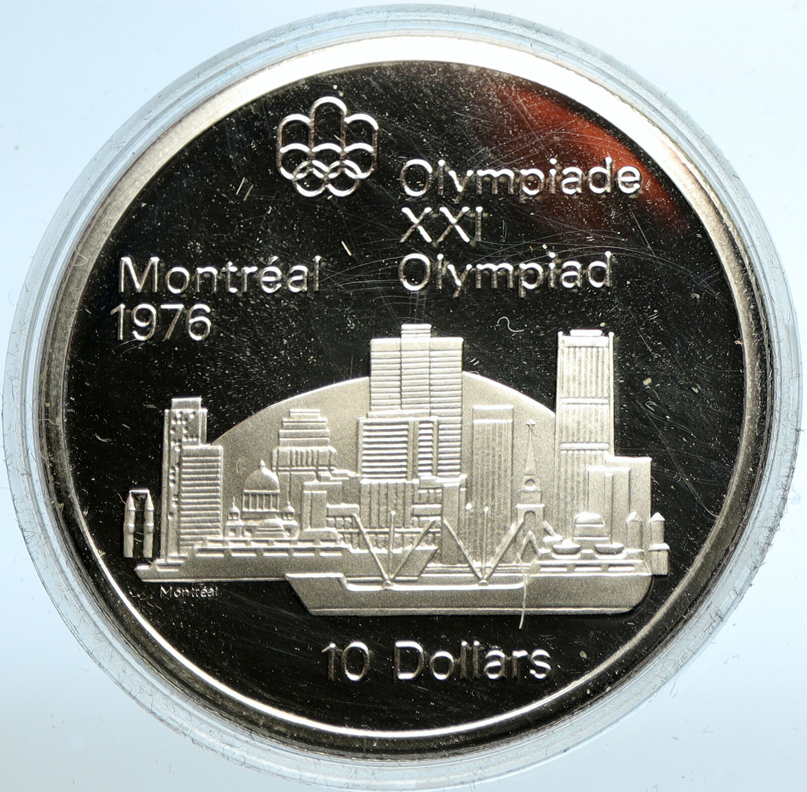 1973 CANADA Elizabeth II Olympics Montreal City PROOF Silver $10 Coin i103531