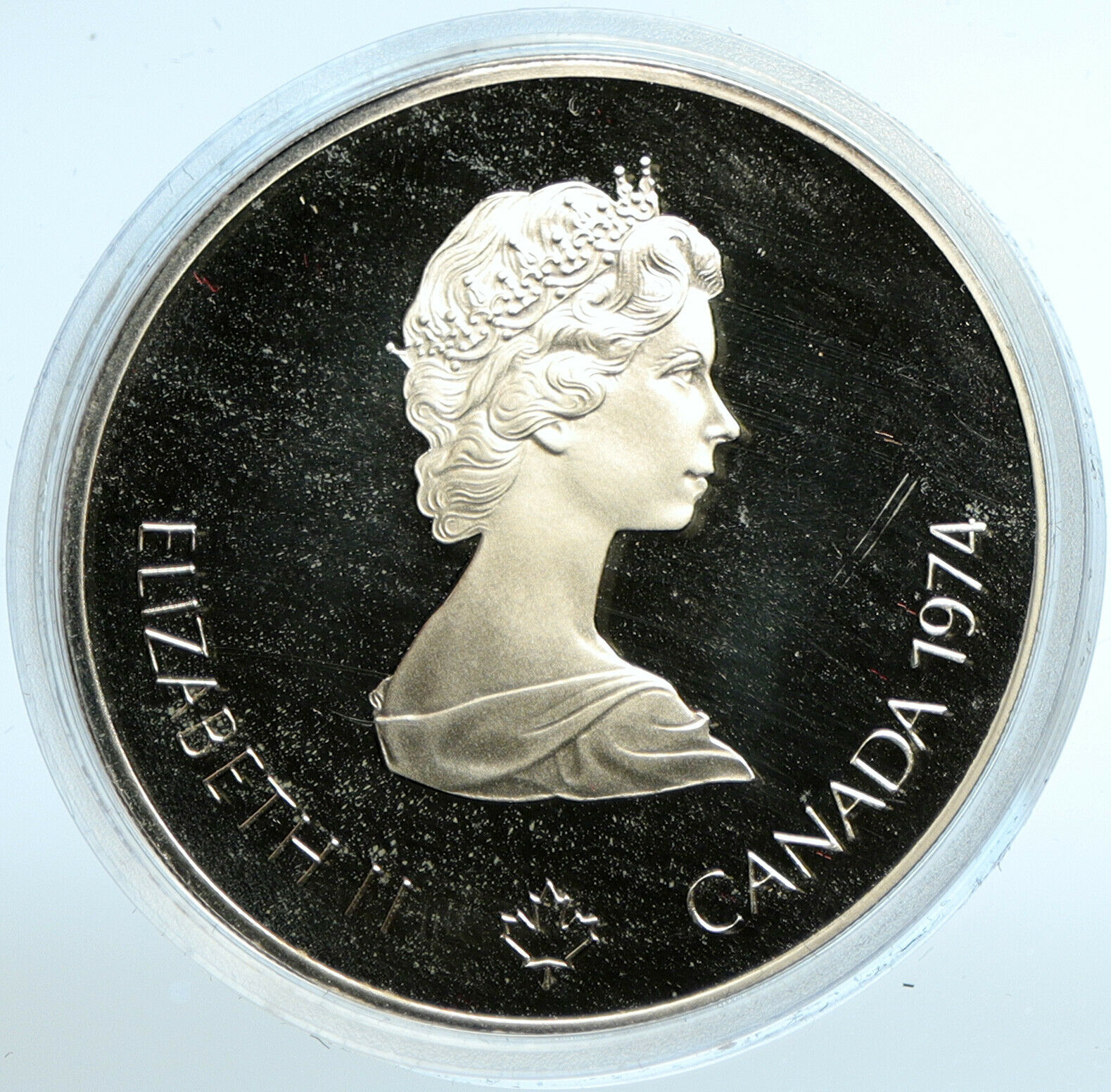 1974 CANADA UK Elizabeth II Olympics Montreal TORCH Proof Silver $5 Coin i103525