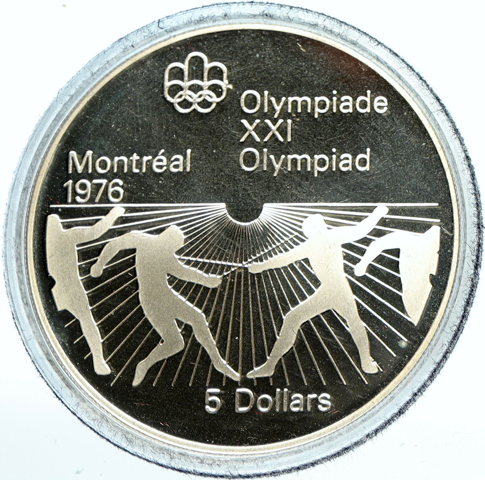 1976 CANADA Elizabeth II Olympics Montreal FENCING Proof Silver $5 Coin i103530