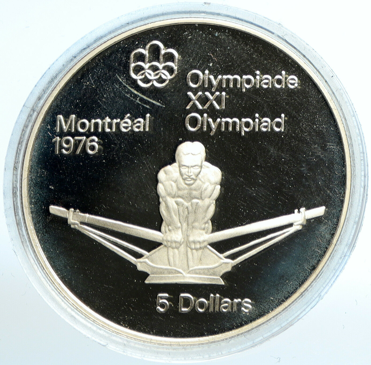 1974 CANADA Queen Elizabeth II Olympics Montreal ROWING Silver 5 Coin i103522