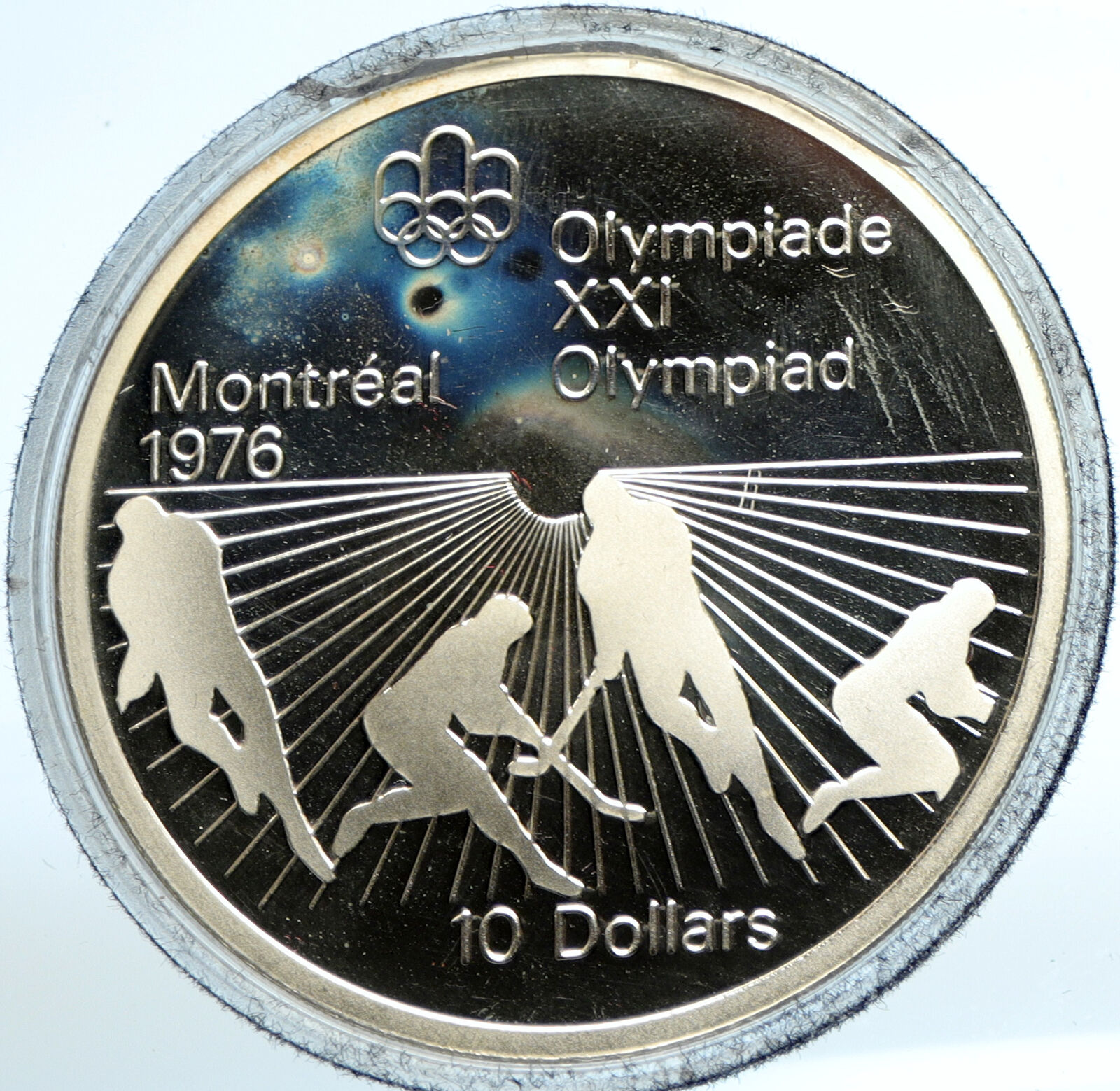 1976 CANADA Elizabeth II Olympics Montreal HOCKEY Proof Silver $10 Coin i103527