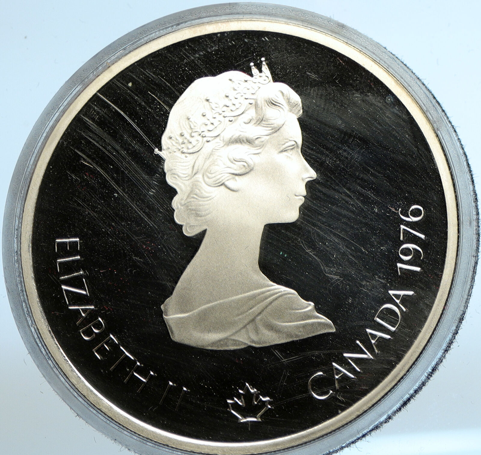 1976 CANADA Elizabeth II Olympics Montreal HOCKEY Proof Silver $10 Coin i103527