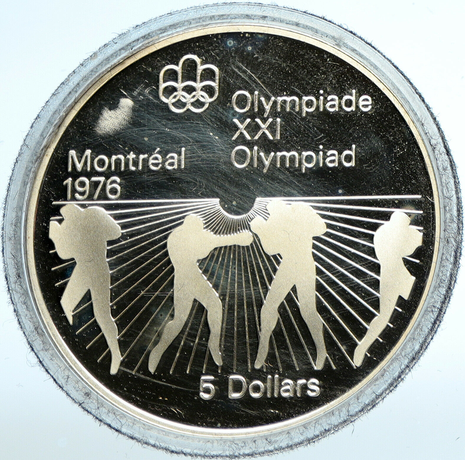 1976 CANADA Elizabeth II Olympics Montreal BOXING Proof Silver $5 Coin i103529