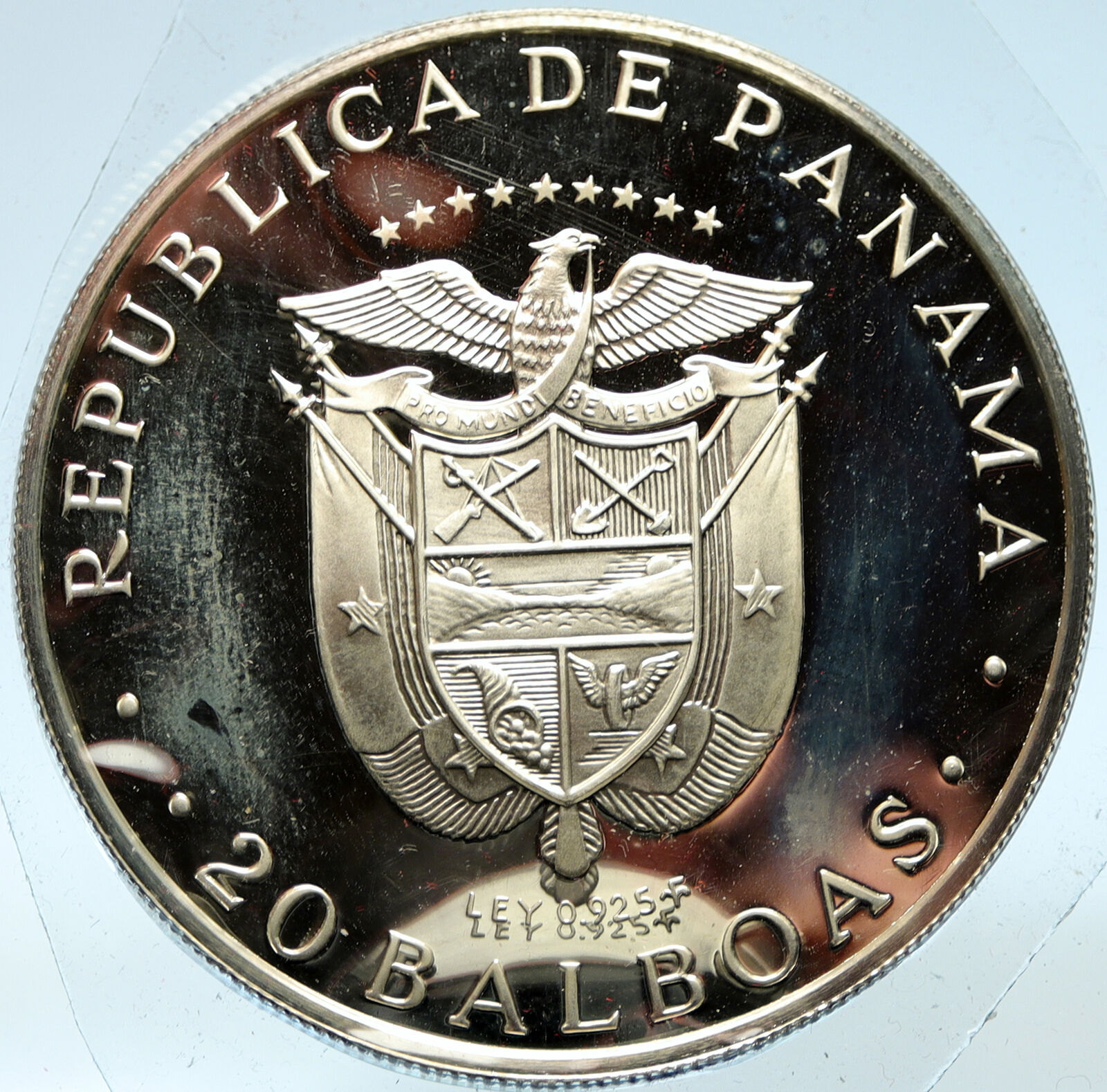 1976 PANAMA Huge Proof Silver 3.8oz 20 Balboas SIMON BOLIVAR Old Medal i103319