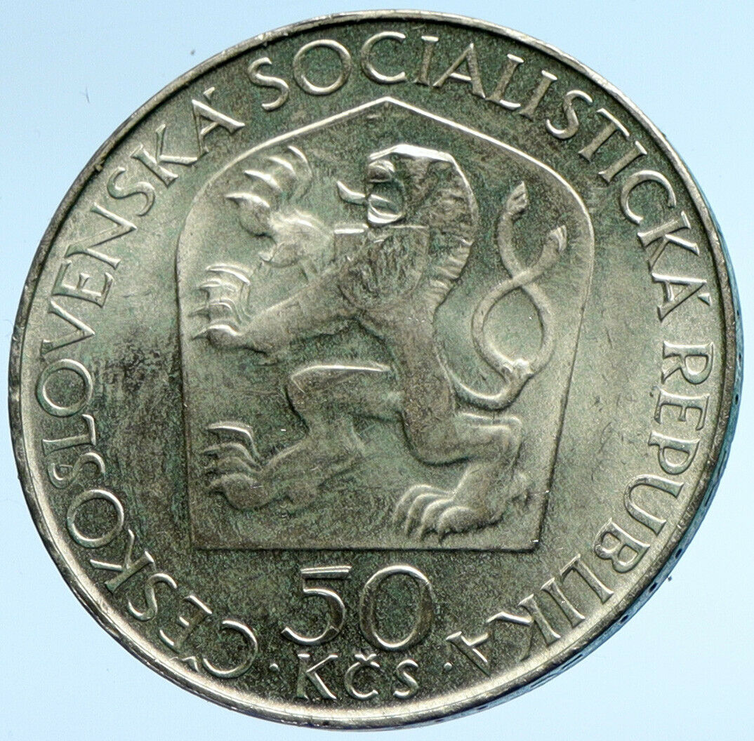 1970 CZECHOSLOVAKIA Czech Communist LENIN BIRTH 100 Silver 50 Korun Coin i104187