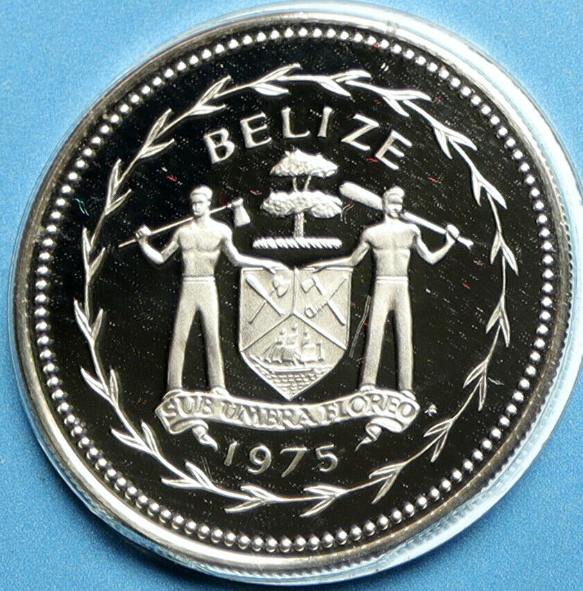 1975 BELIZE Avifauna FRIGATE BIRD Genuine OLD Proof Silver 25 Cents Coin i104124