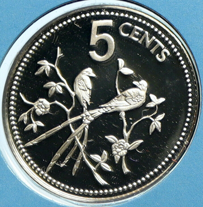 1975 BELIZE Avifauna FORK TAILED FLYCATCHER BIRD Proof Silver 5Cent Coin i104121