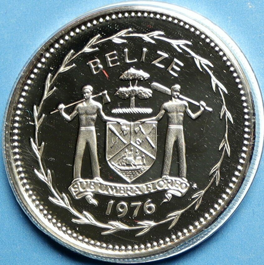 1976 BELIZE Avifauna FRIGATE BIRD Genuine OLD Proof Silver 25 Cents Coin i104131