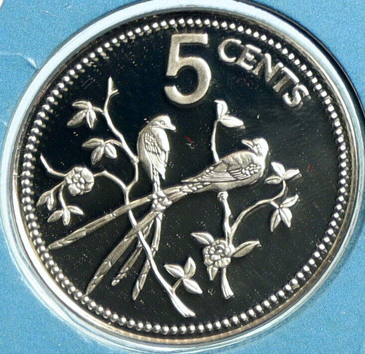 1975 BELIZE Avifauna FORK TAILED FLYCATCHER BIRD Proof Silver 5Cent Coin i104126