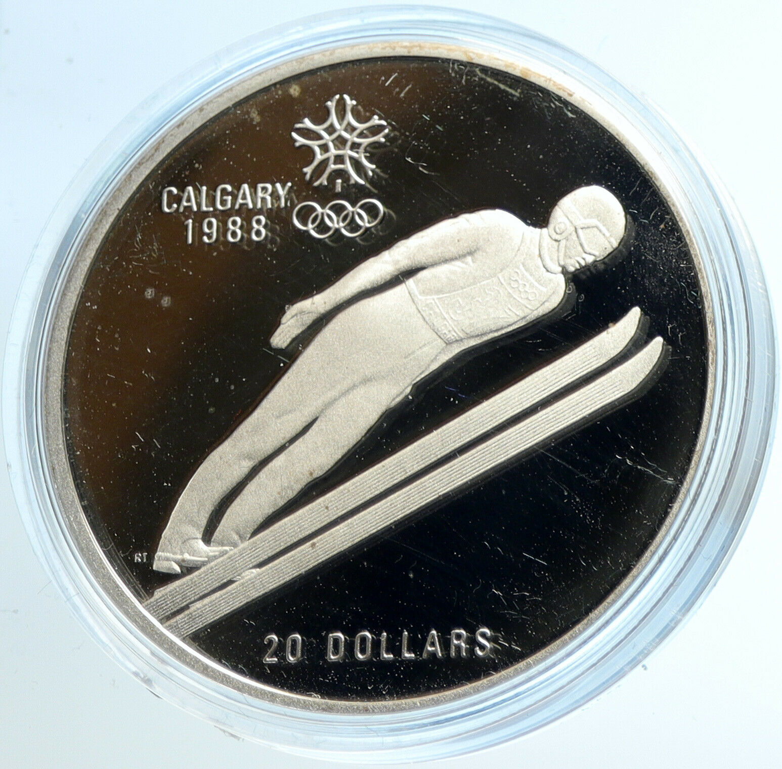 1987 CANADA 1988 CALGARY OLYMPICS Ski Jumping OLD Proof Silver $20 Coin i103938