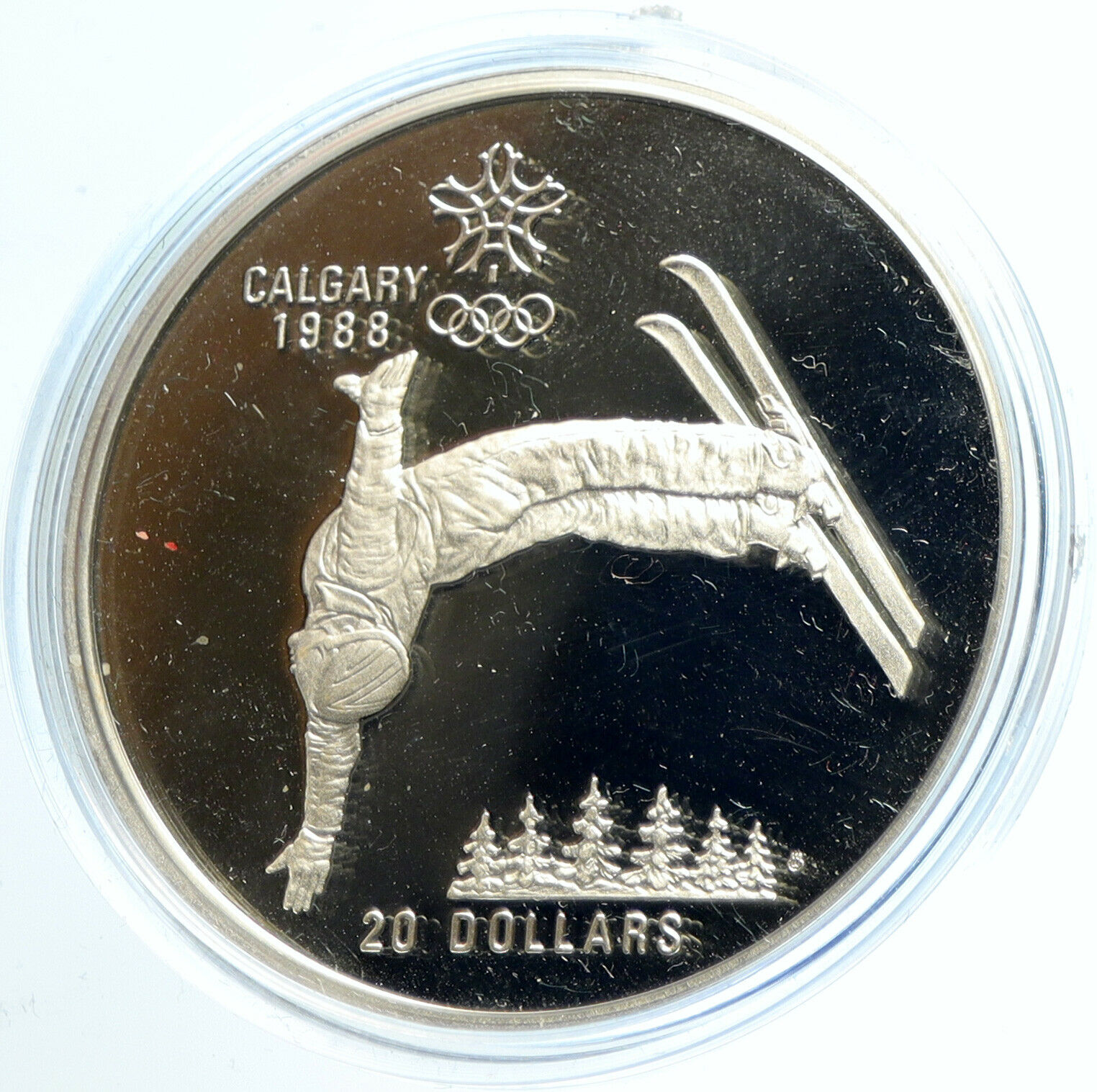 1986 CANADA 1988 CALGARY OLYMPICS Free-X Skiing Proof Silver $20 Coin i103936