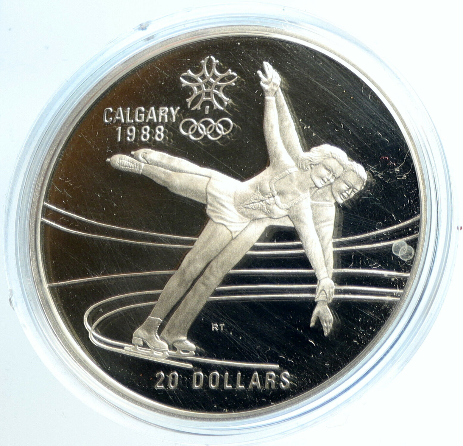 1987 CANADA 1988 CALGARY OLYMPICS Ice Skating OLD Proof Silver $20 Coin i103935