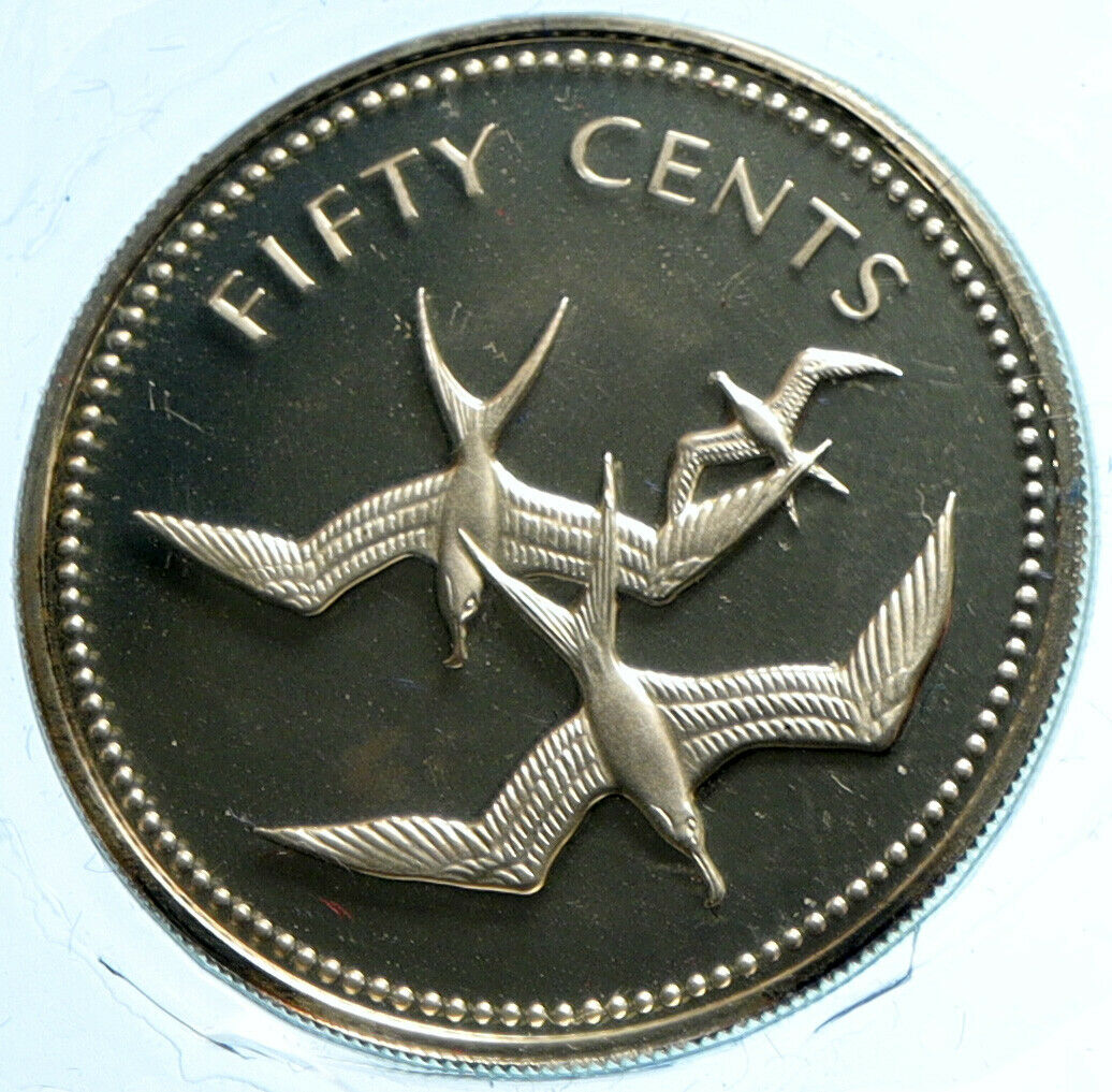 1974 BELIZE Avifauna FRIGATE BIRDS VINTAGE Proof Silver 50 Cents Coin i103631