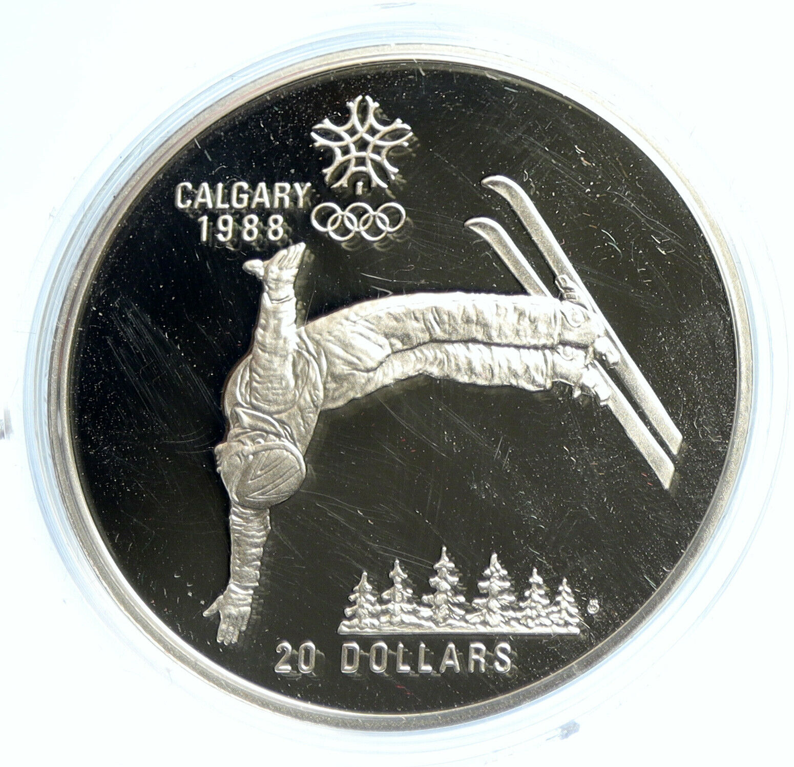 1986 CANADA 1988 CALGARY OLYMPICS Free-X Skiing Proof Silver $20 Coin i103746