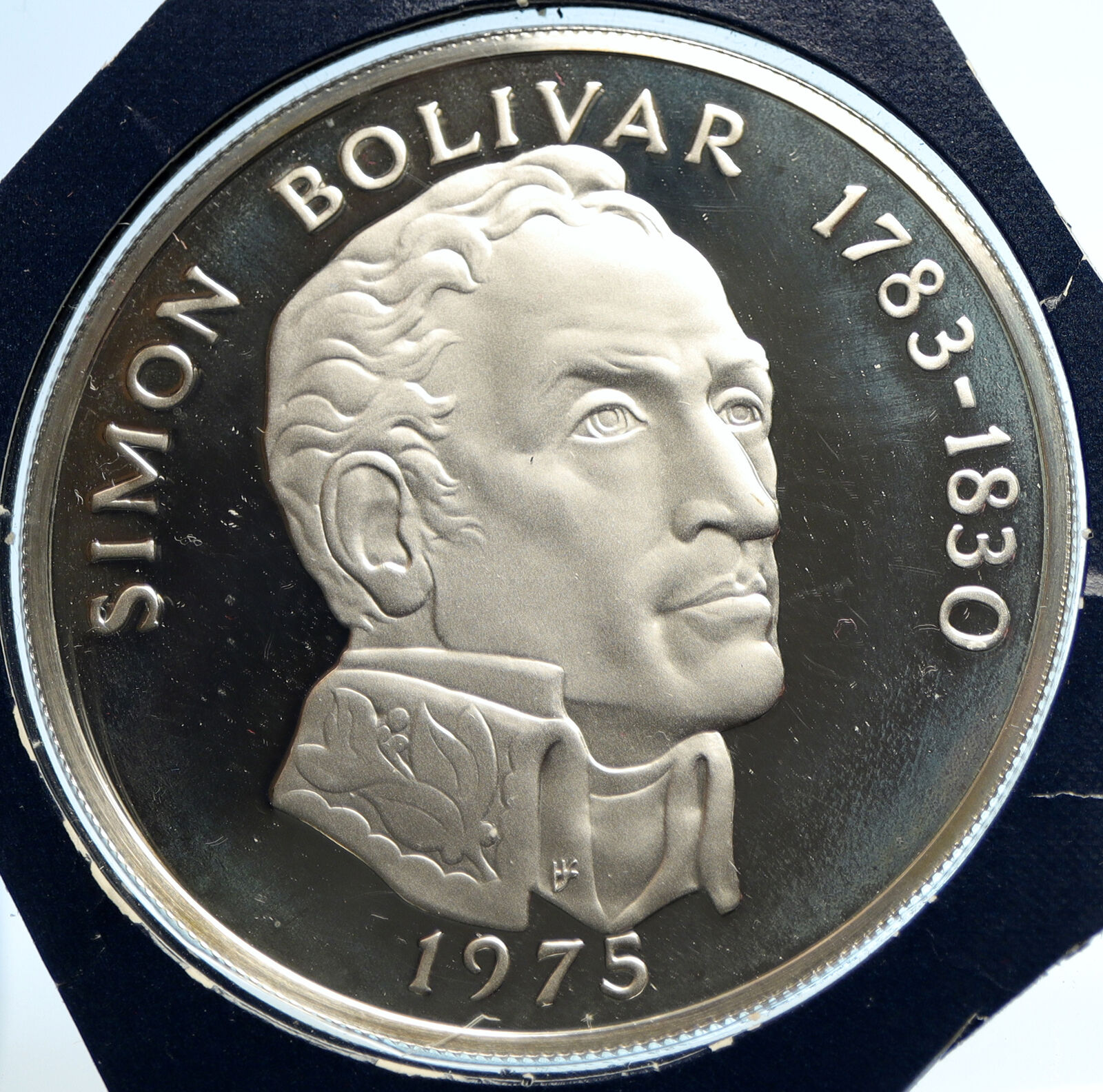 1975 PANAMA Huge Proof Silver 3.8oz 20 Balboas Coin SIMON BOLIVAR Medal i103757