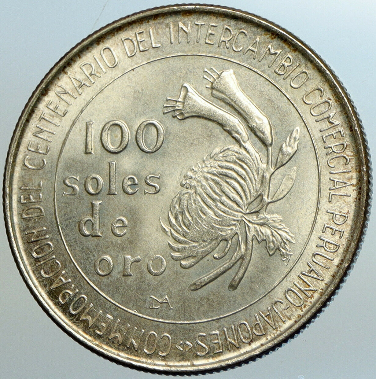 1973 PERU South America Japanese Relations Genuine 100 Soles Silver Coin i102564