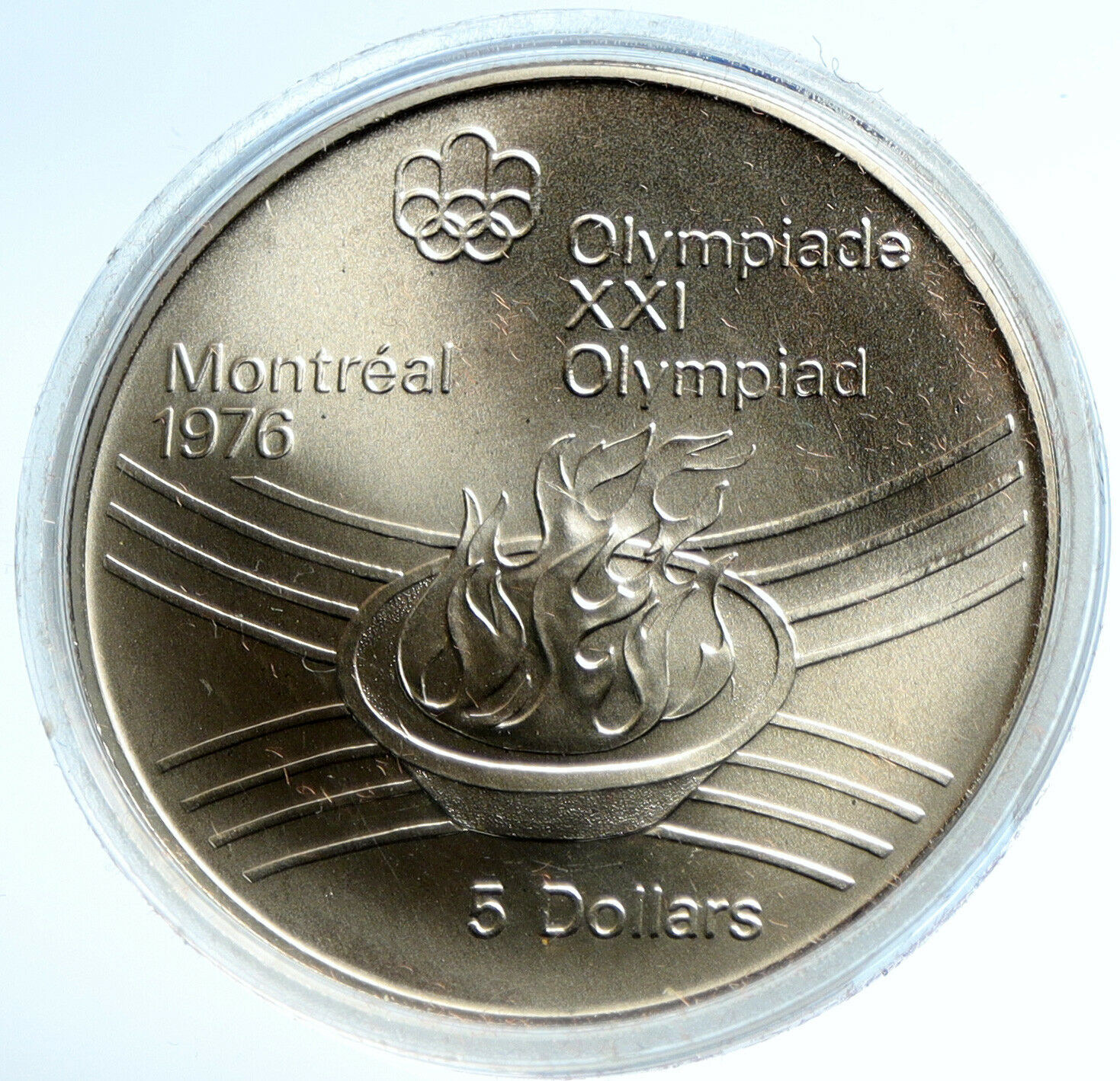 1976 CANADA UK Elizabeth II Olympics Montreal Torch BU Silver $5 Coin i103755