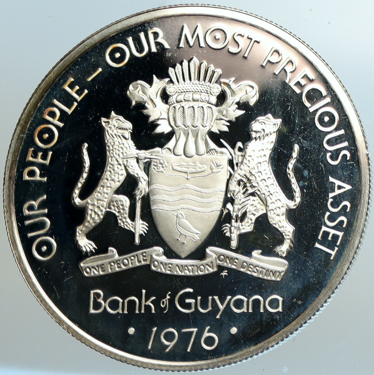 1976 GUYANA Hubert Nathaniel Critchlow LABOR OLD Proof Silver $5 Coin i102575