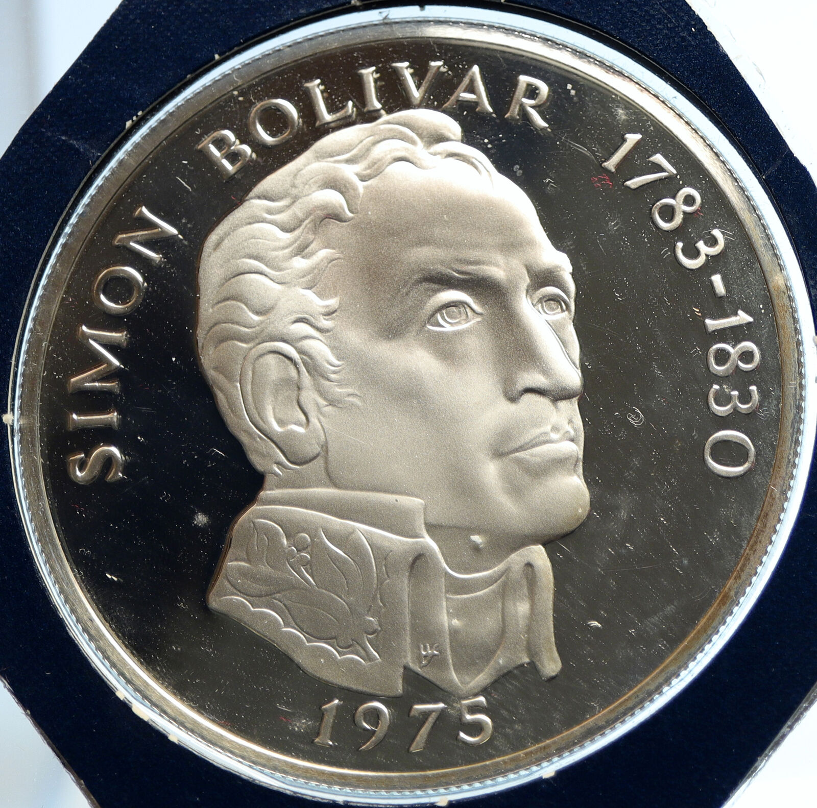 1975 PANAMA Huge Proof Silver 3.8oz 20 Balboas Coin SIMON BOLIVAR Medal i103750