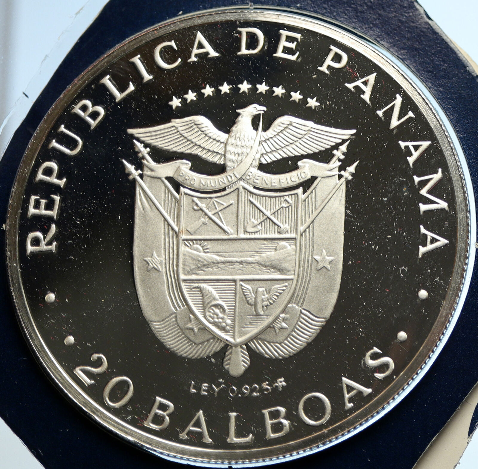 1975 PANAMA Huge Proof Silver 3.8oz 20 Balboas Coin SIMON BOLIVAR Medal i103750