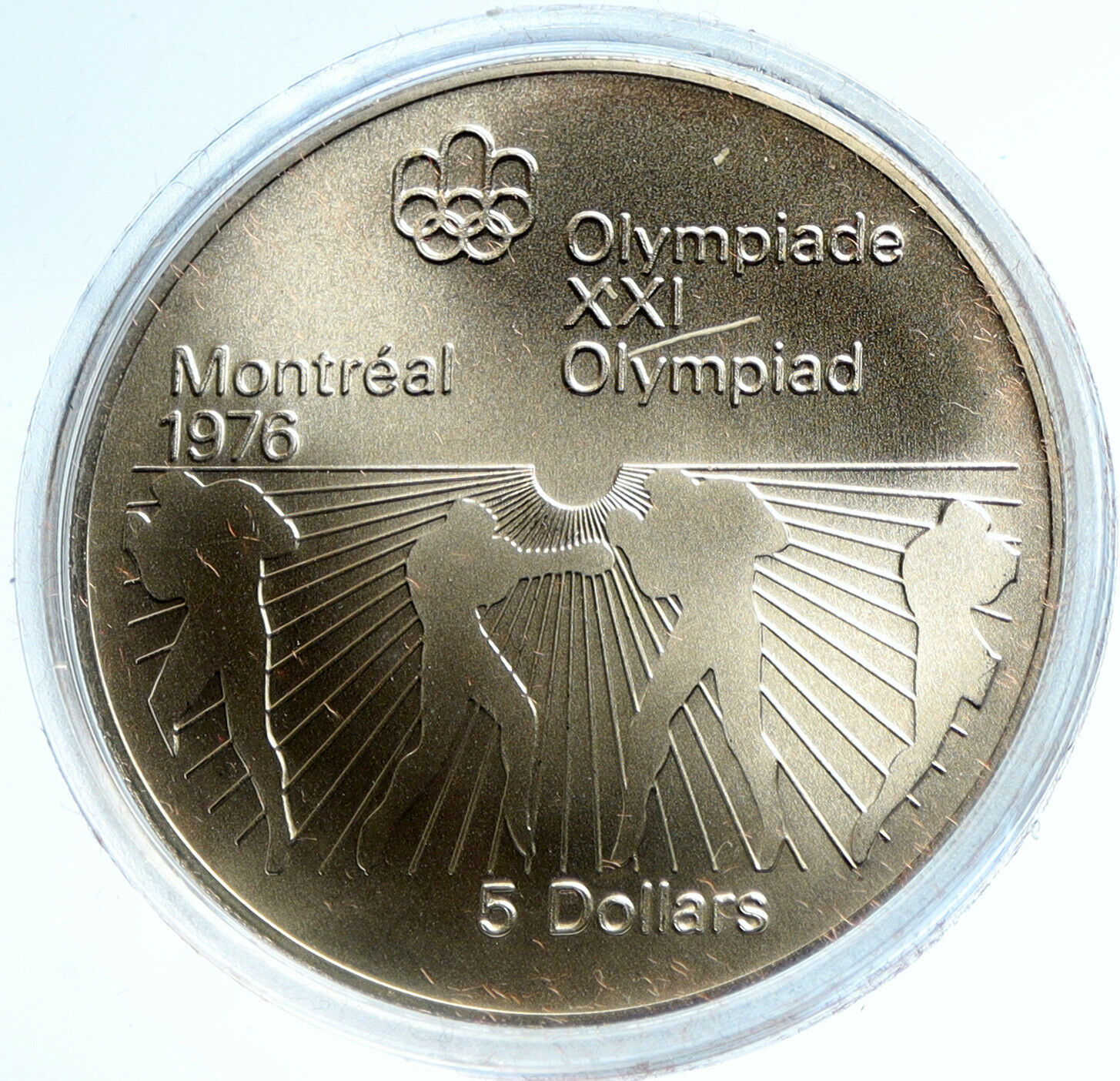 1976 CANADA Elizabeth II Olympics Montreal BOXING Old BU Silver $5 Coin i103756