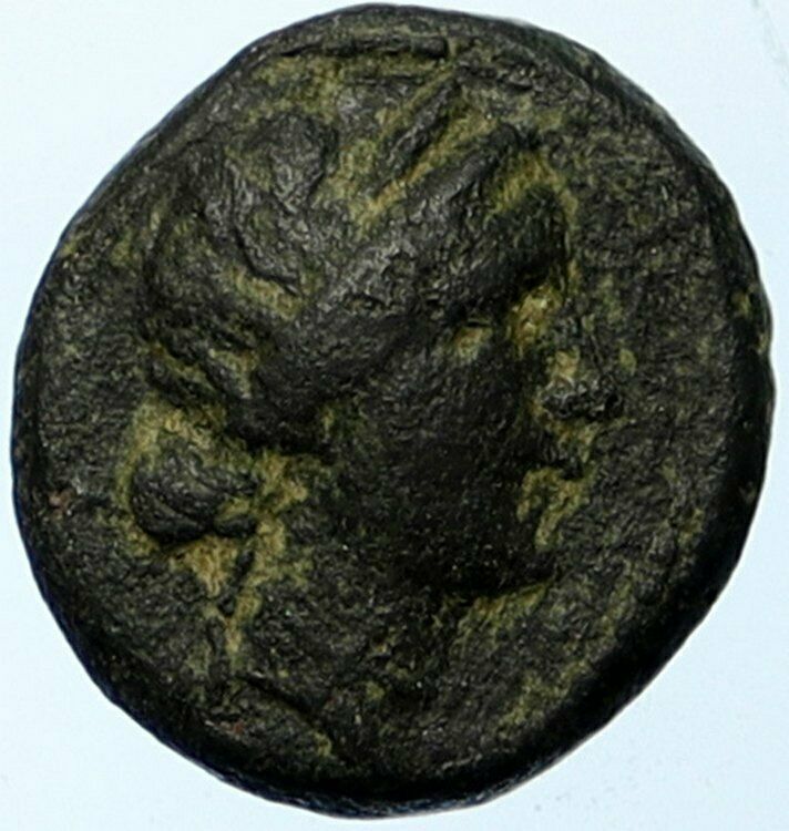 TRALLEIS in LYDIA 120AD Apollo WINGED CADUCEUS Authentic OLD Greek Coin i100645