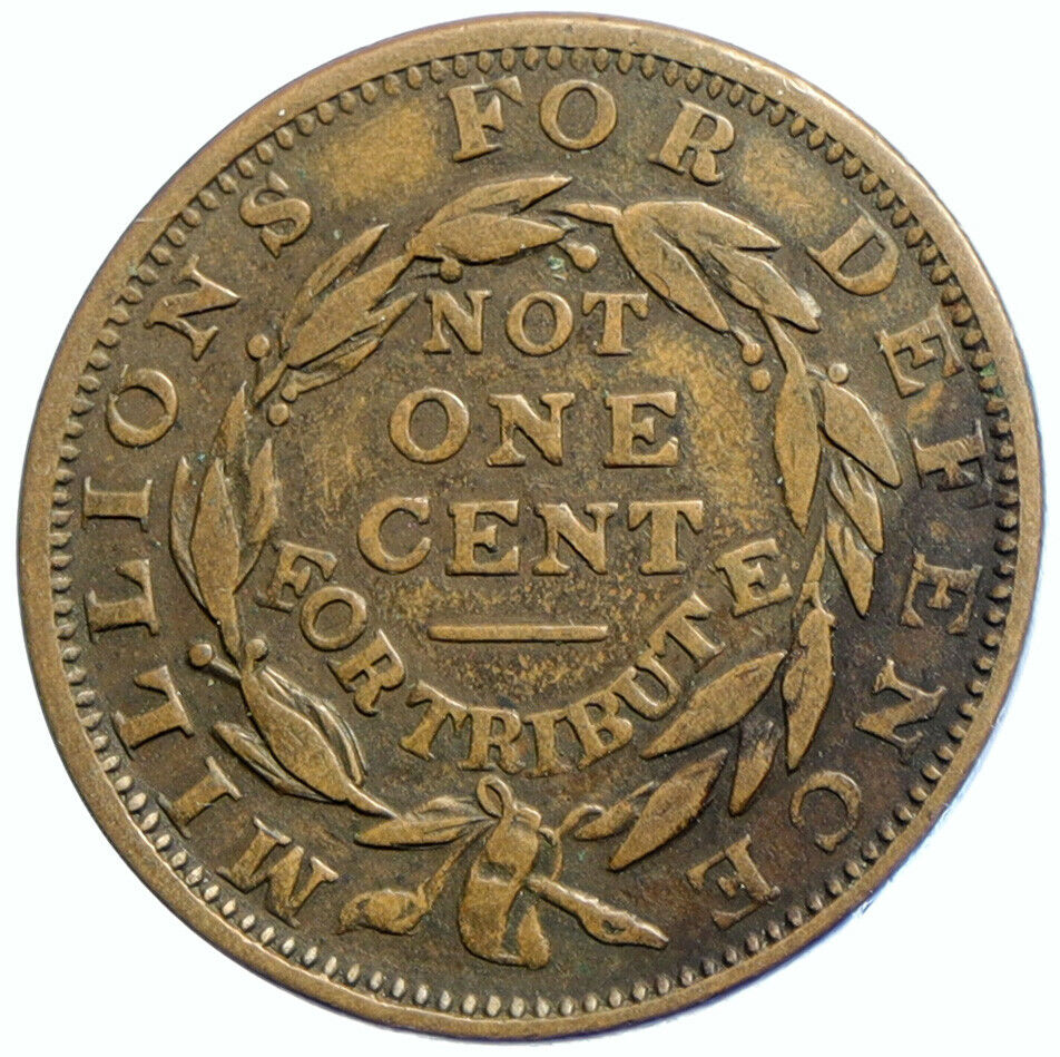 1837 UNITED STATES US Hard Times Political TOKEN w LIBERTY NOT ONE CENT i104695