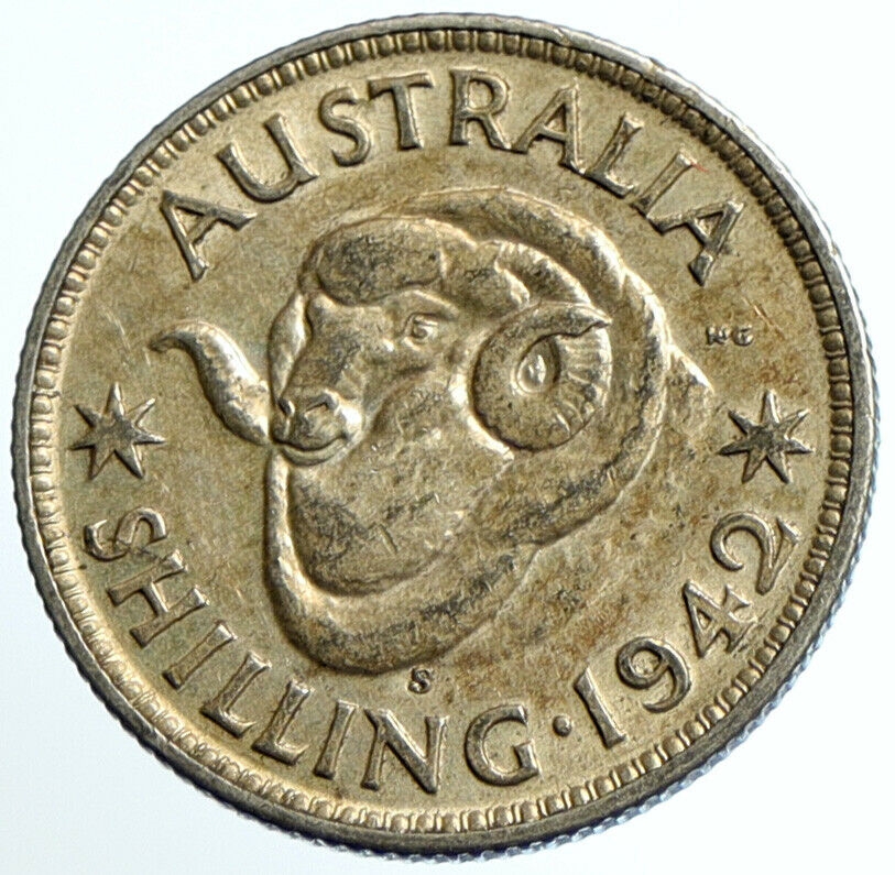 1942 KG AUSTRALIA King George VI United Kingdom Silver Shilling Coin RAM i104703