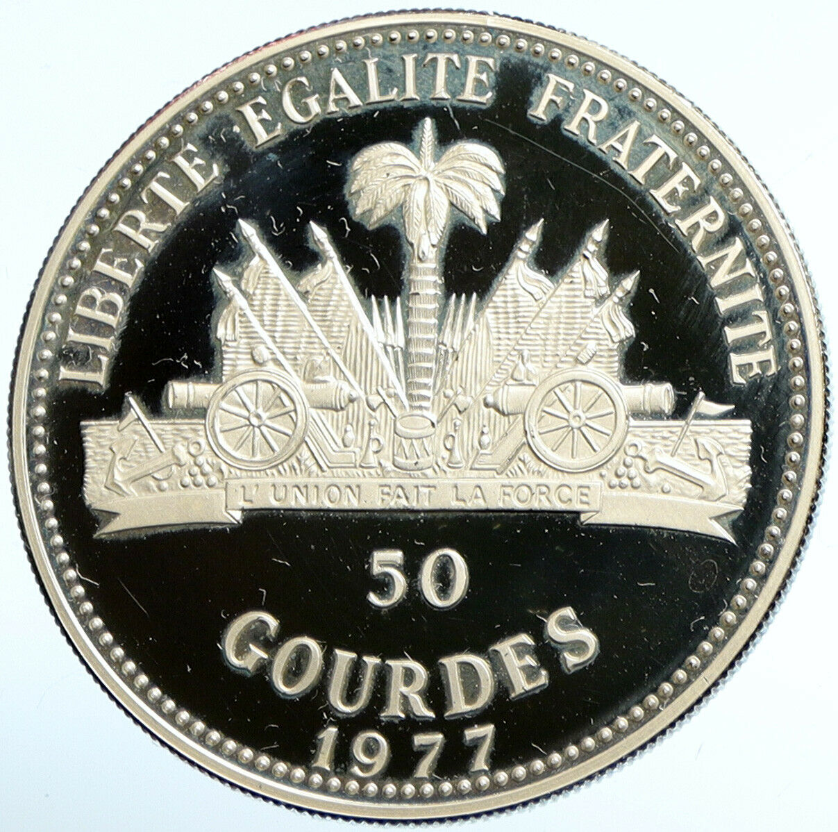 1977 HAITI 1980 Russia Olympics OLD Proof Silver 50 Gourdes Hatian Coin i102618