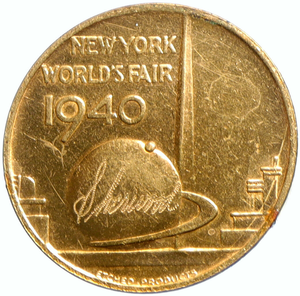 1940 USA NY WORLDS FAIR President GEORGE WAHINGTON Vintage Medal Coin i102603