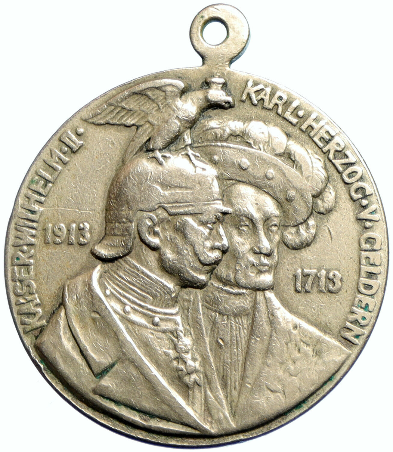 1913 PRUSSIA KINGDOM 200Y Dragon WILHELM II & KARL HERZOG Silver Medal i102623