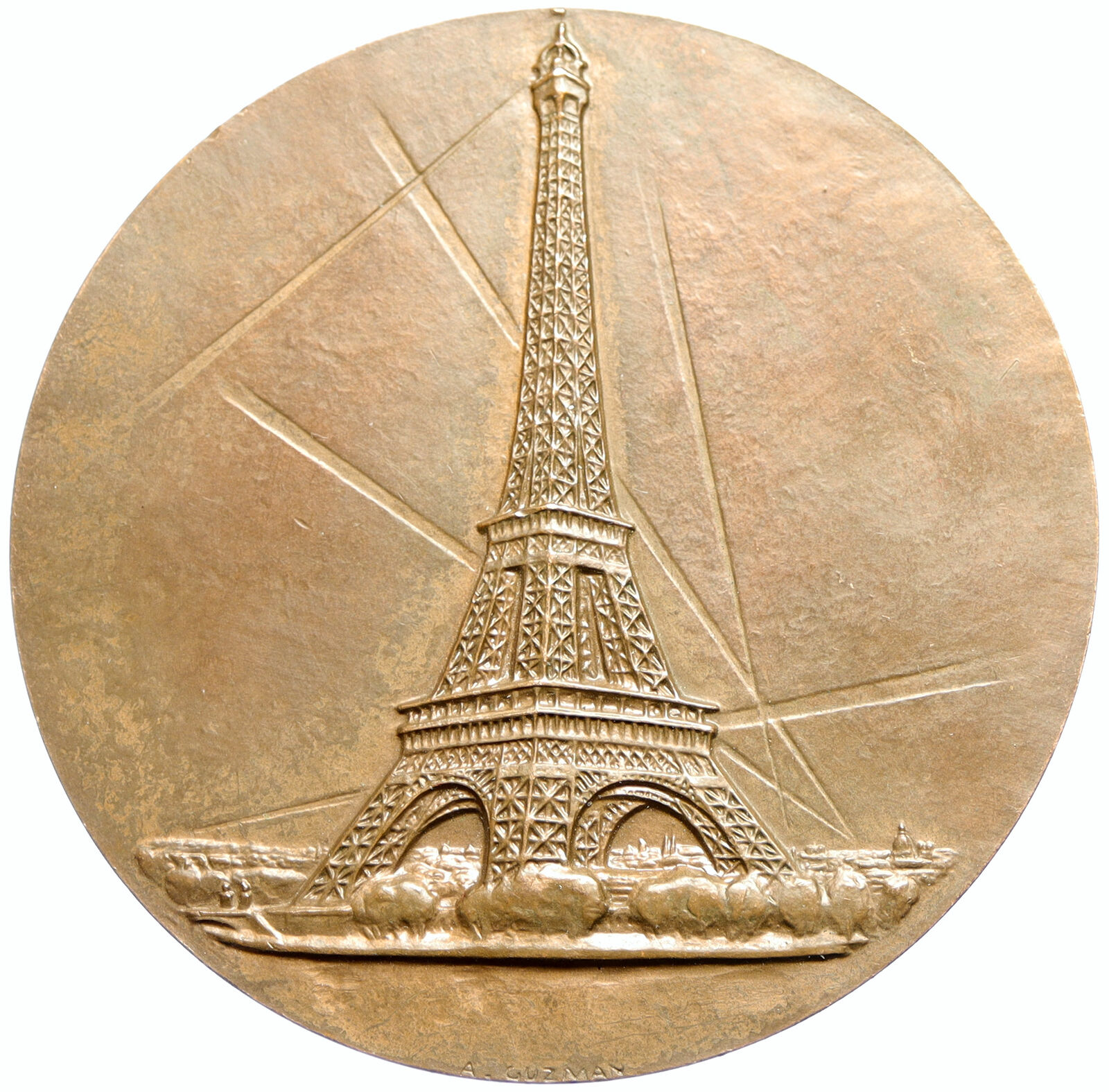 1935 FRANCE Gustave Eiffel TOWER ARCHITECT Vintage OLD French Medal i102631