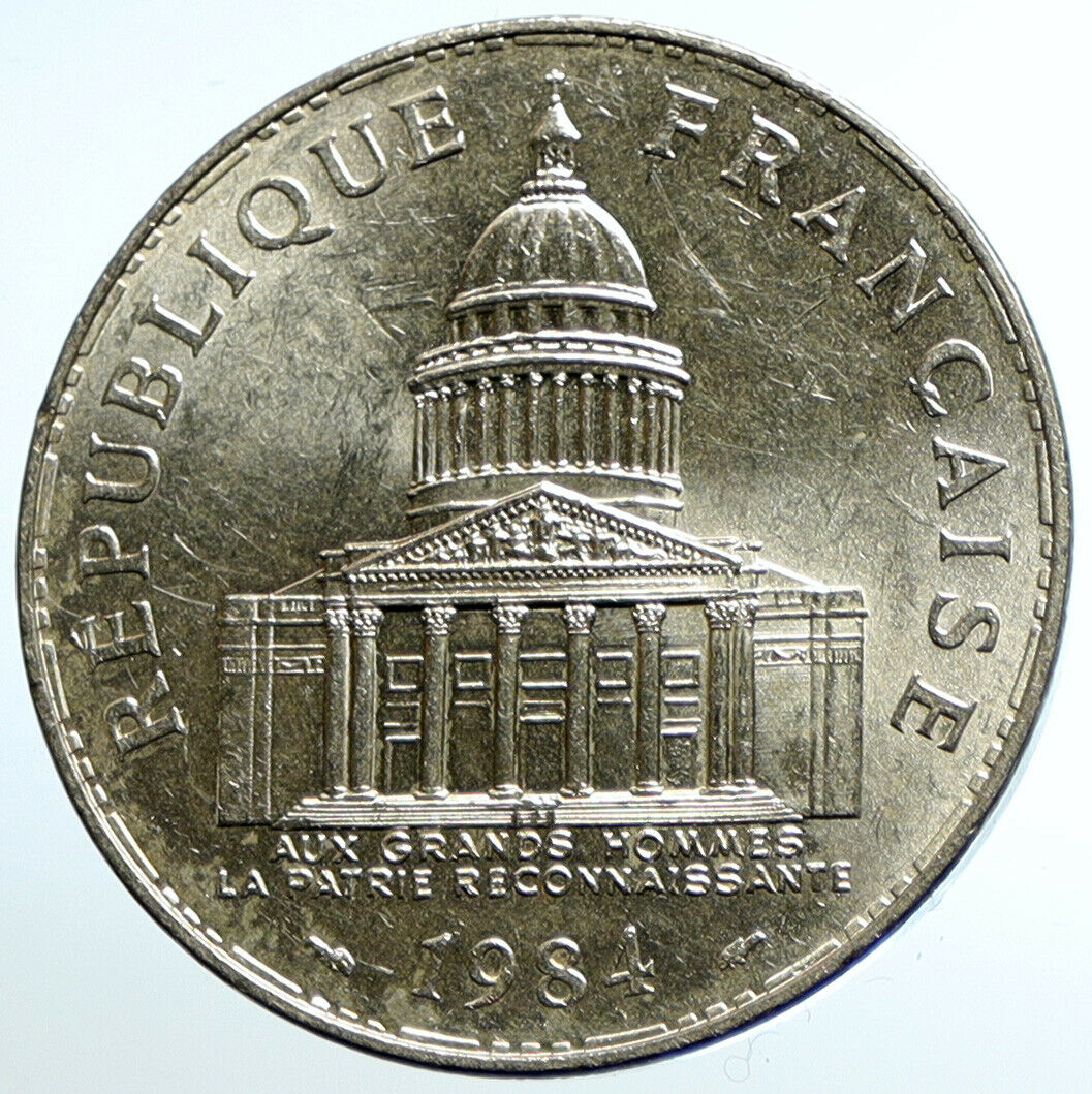 1984 FRANCE Pantheon & Tree Vintage OLD Silver 100 Francs French Coin i104743