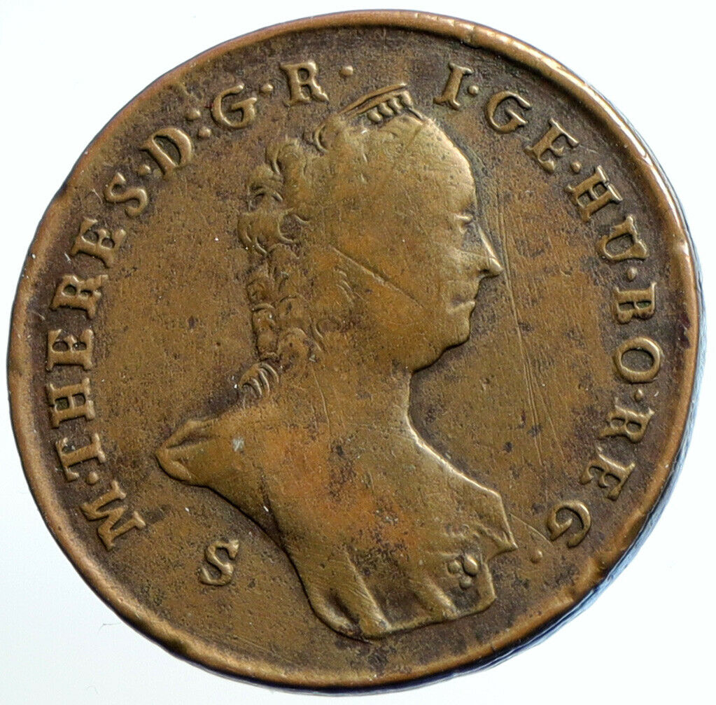 1763 HUNGARY Maria Theresia MADONNA & Child ANTIQUE Vintage Poltura Coin i104633