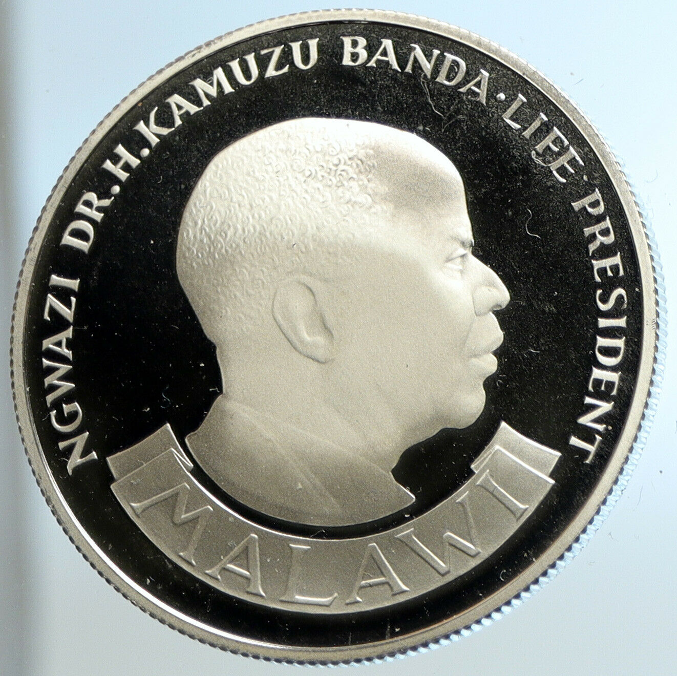 1974 MALAWI President Ngwazi Kamuzu Banda Proof Silver 10 Kwacha Coin i104629