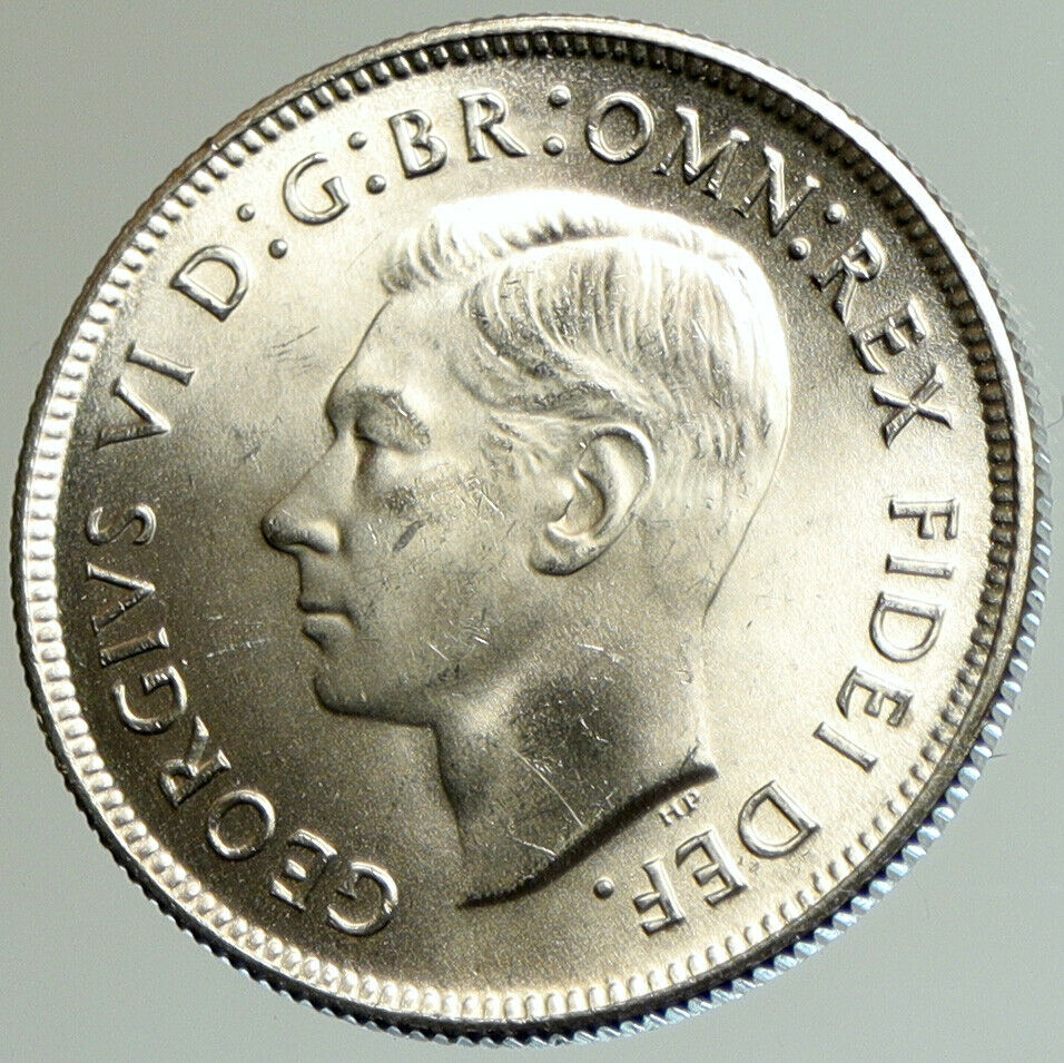 1951 AUSTRALIA King George VI 50th Anniv LARGE OLD Silver Florin Coin i105143